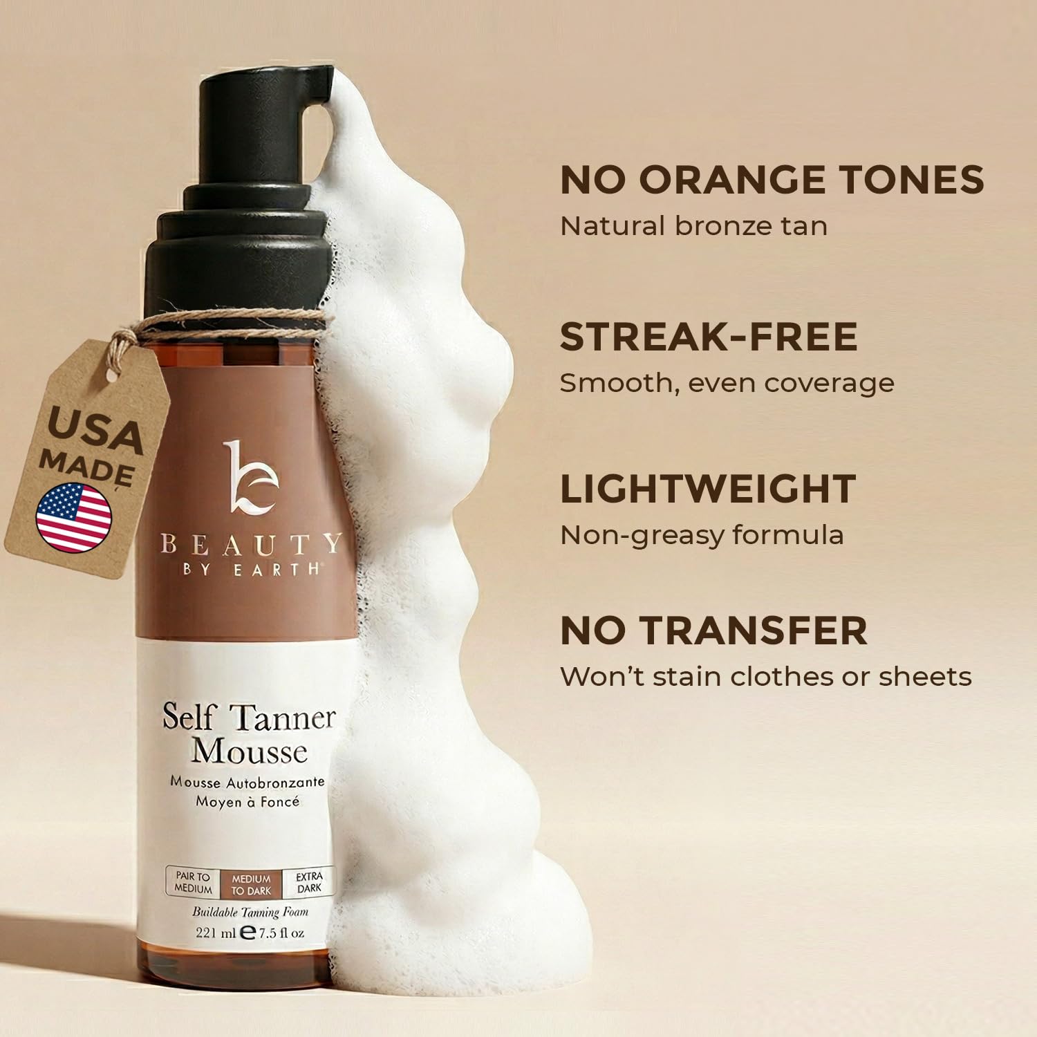 Close up of Beauty By Earth sunless tanner pump