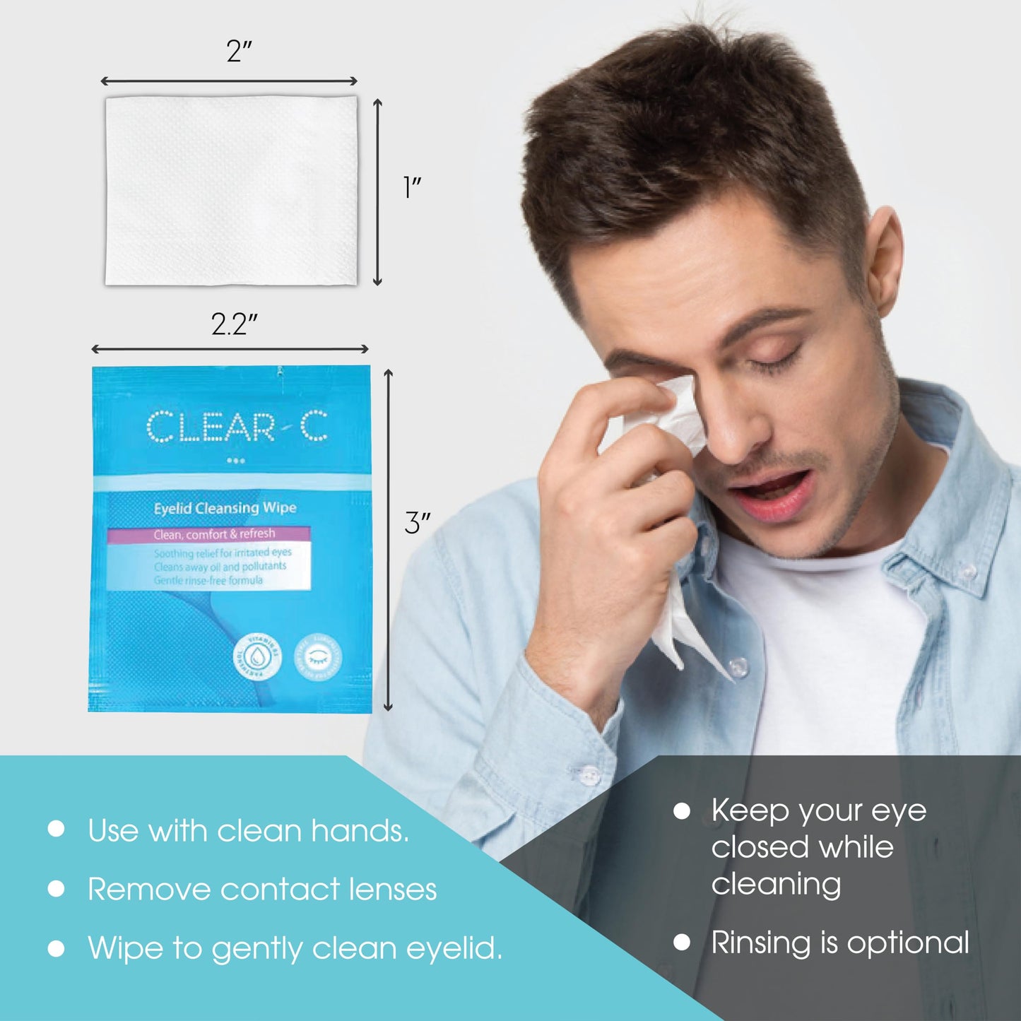 Diamond Wipes Clear C hypoallergenic eyelid wipes for sensitive eyes
