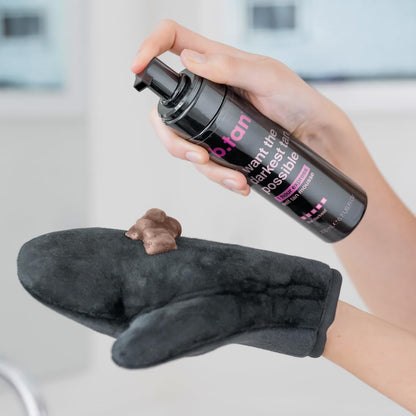 Close-up of the pump dispenser on the B.TAN ultra dark self tanner bottle