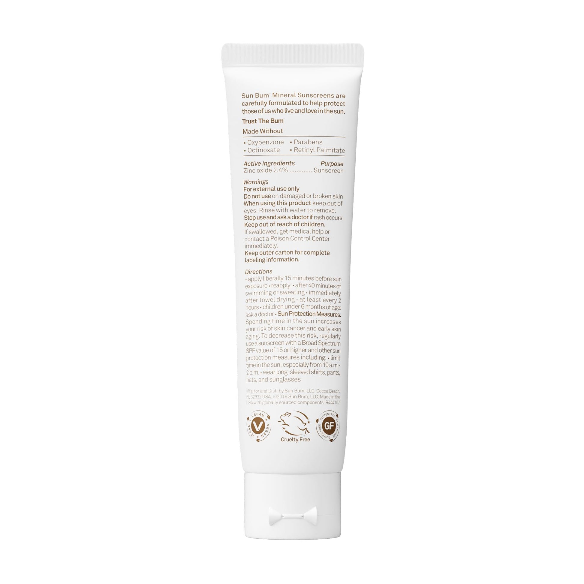 Authentic Sun Bum mineral skincare product packaging