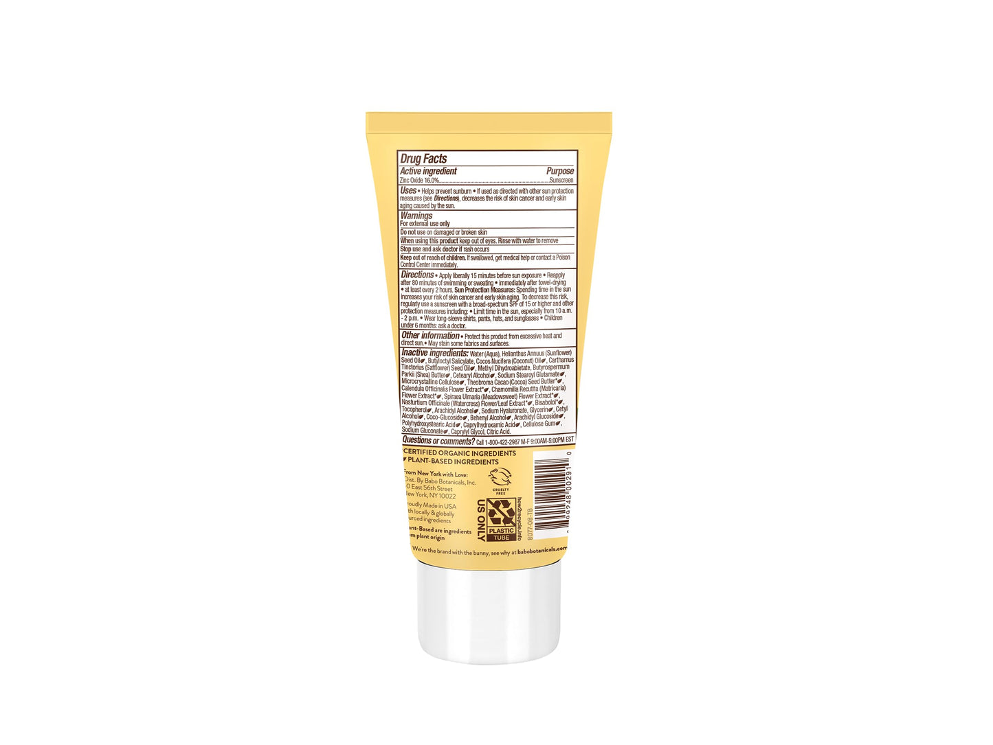 Babo Botanicals SPF 30 sensitive skin sunscreen tube