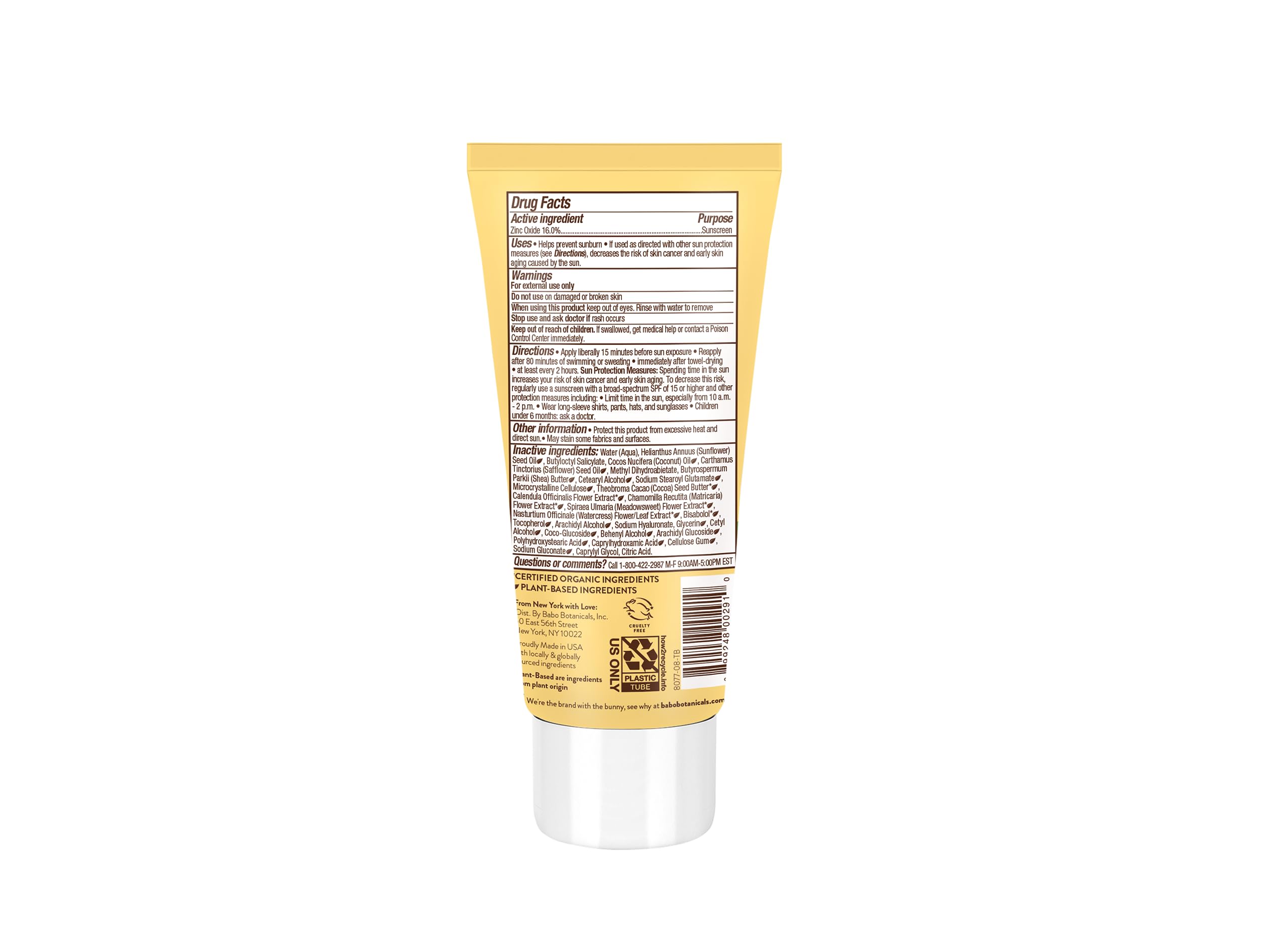 Babo Botanicals SPF 30 sensitive skin sunscreen tube