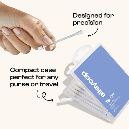 Close up of Alleyoop cotton swabs for eye and lip makeup correction