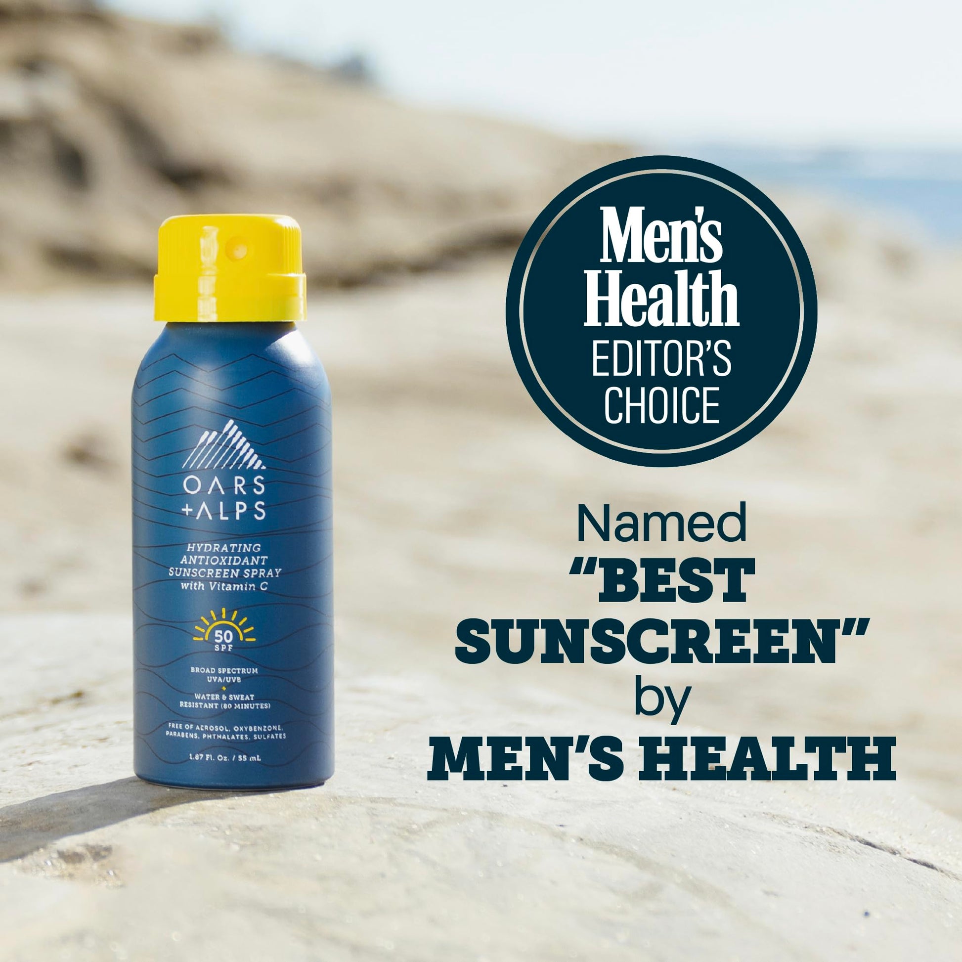 Oars + Alps sunscreen spray application on skin
