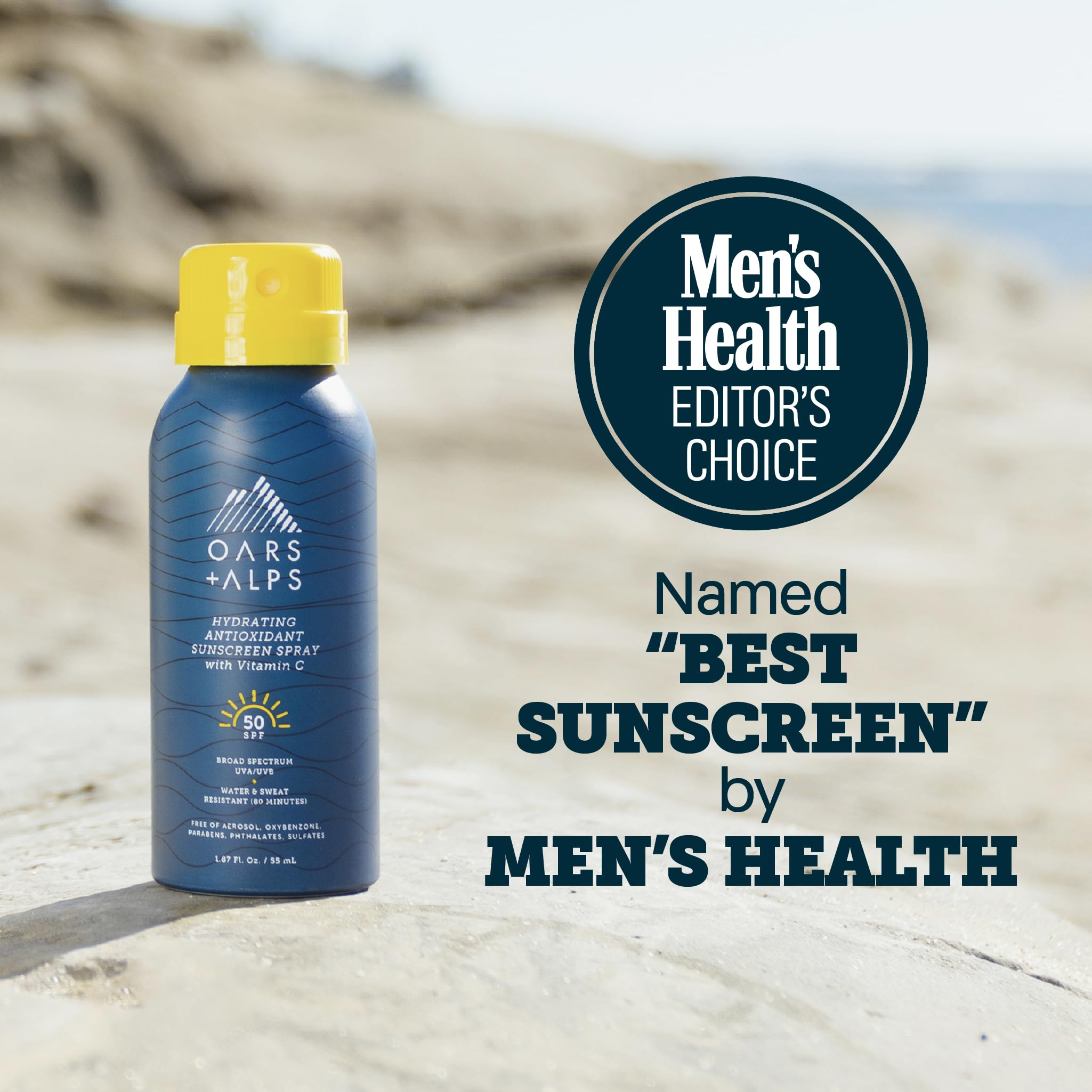 Oars + Alps sunscreen spray application on skin