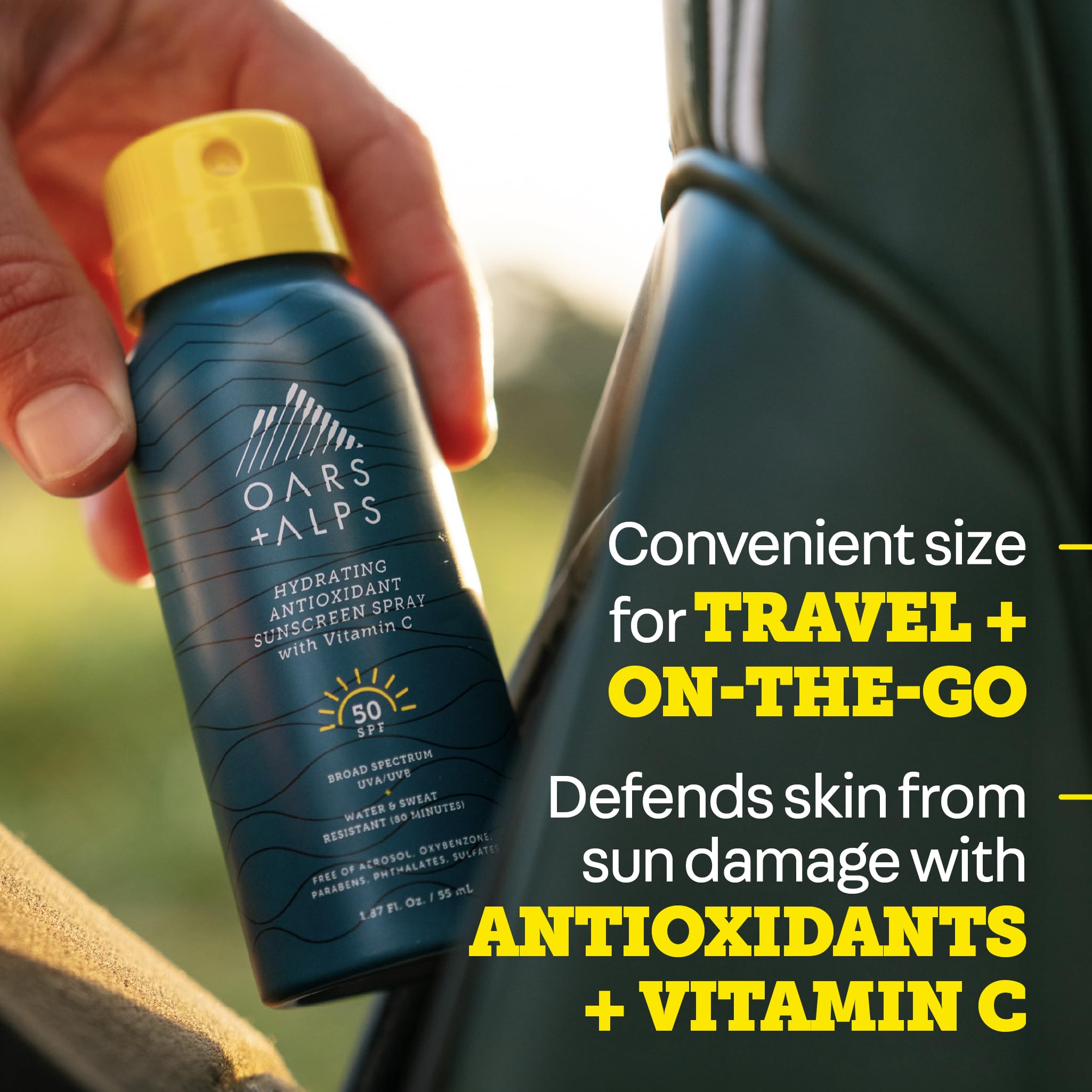 Oars + Alps SPF 50 travel size spray bottle