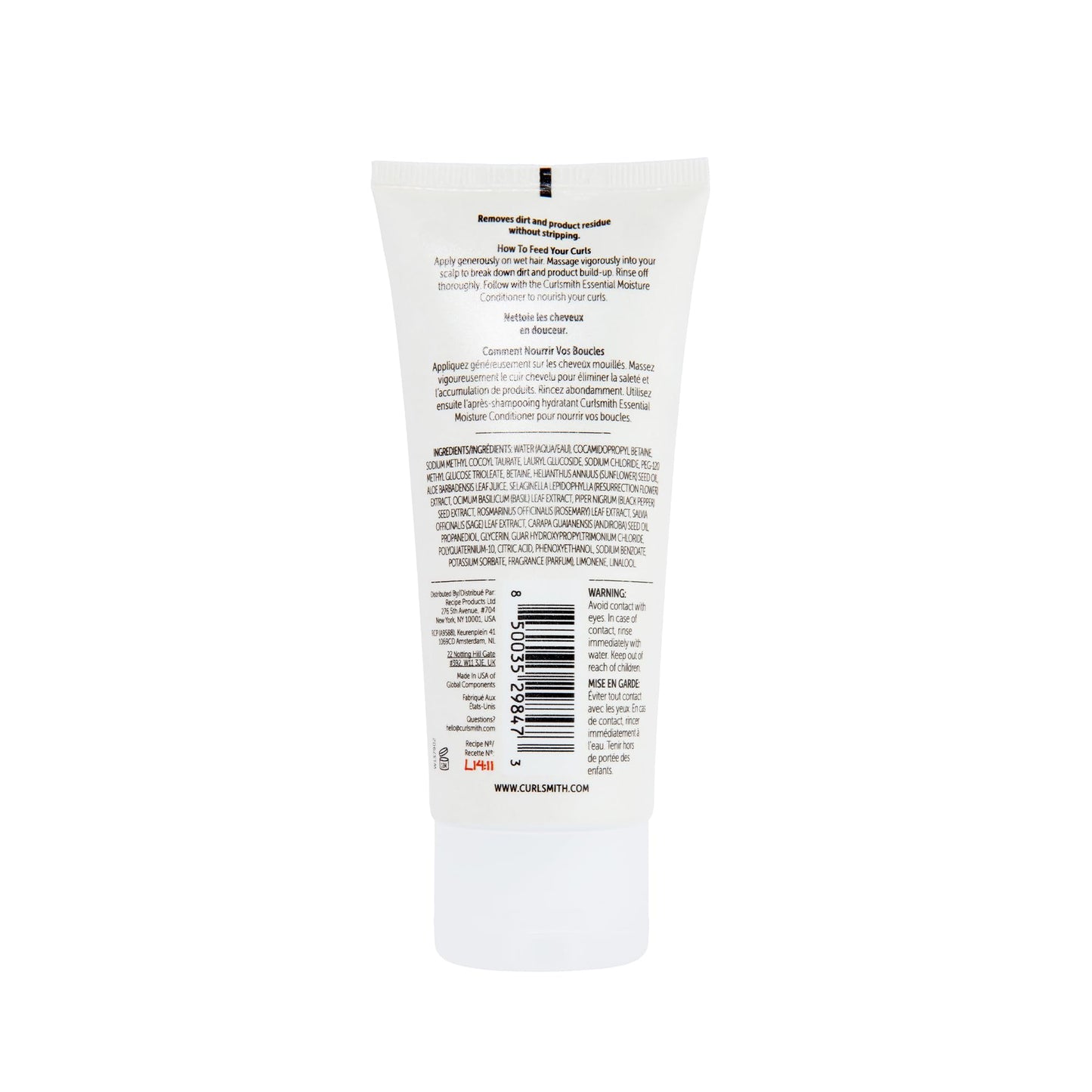 Travel size Curlsmith co-wash tube packaging