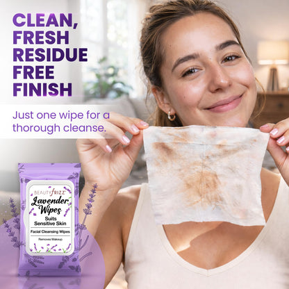 Soft texture of BeautyFrizz lavender makeup remover wipes