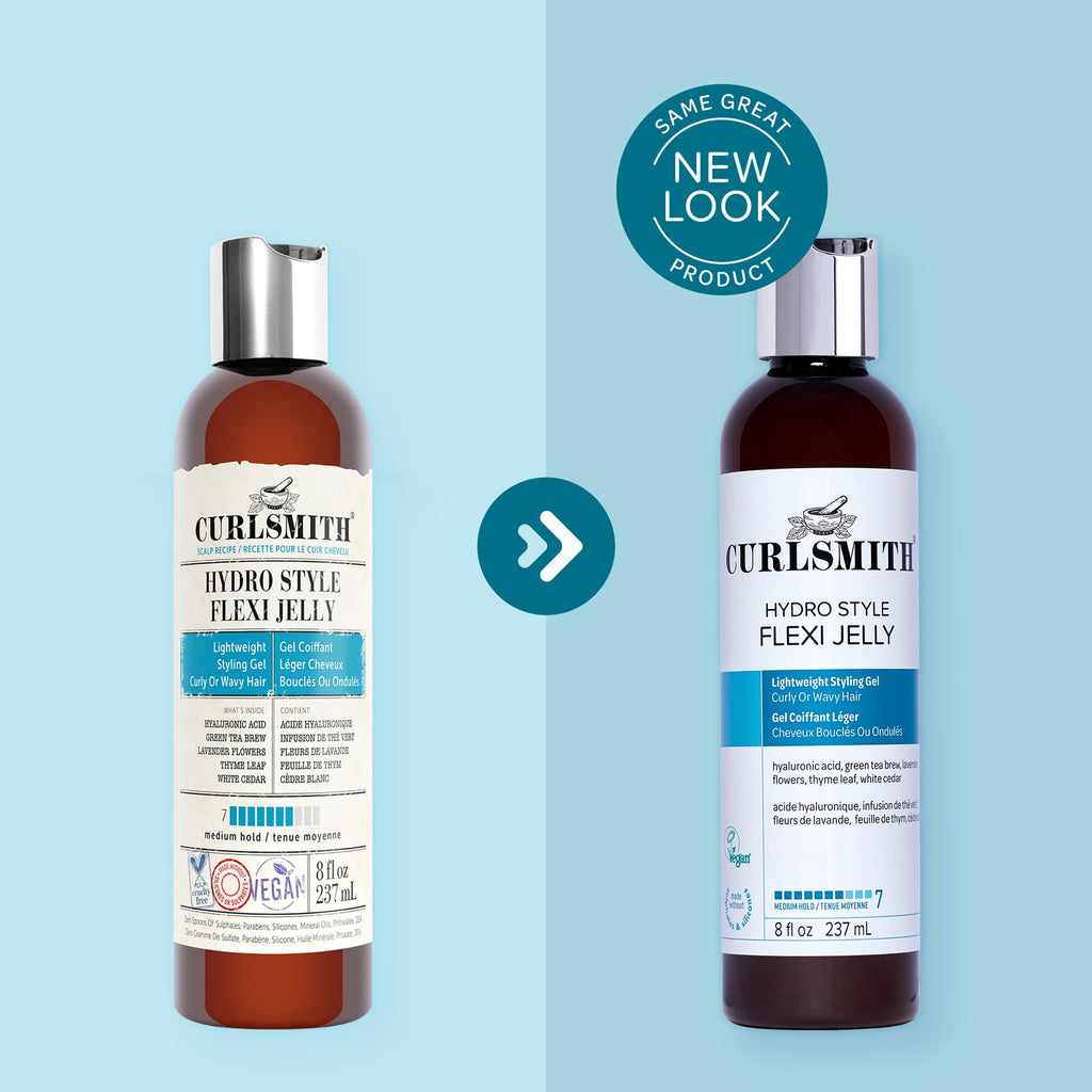 Texture preview of the lightweight liquid gel formula of CURLSMITH Flexi Jelly.