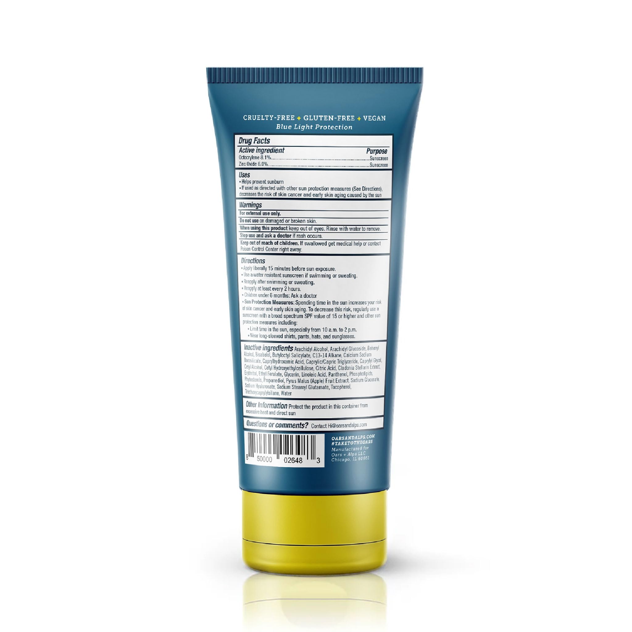 Oars Plus Alps SPF 37 face moisturizer bottle packaging