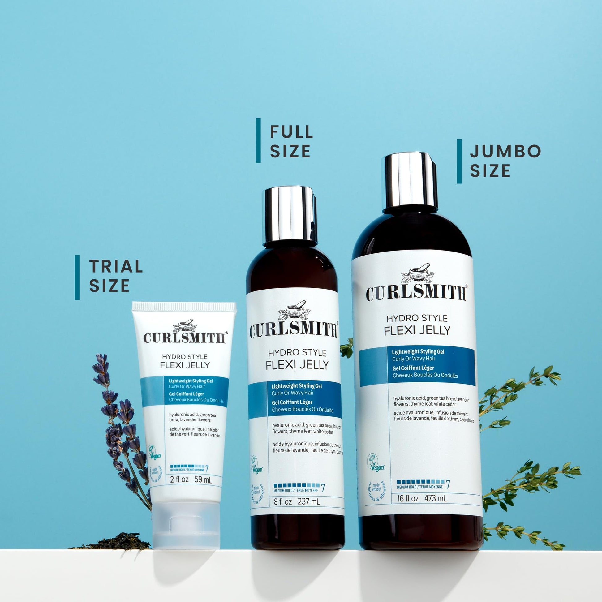 Authentic CURLSMITH medium hold styling gel for bouncy frizz-free waves and curls.