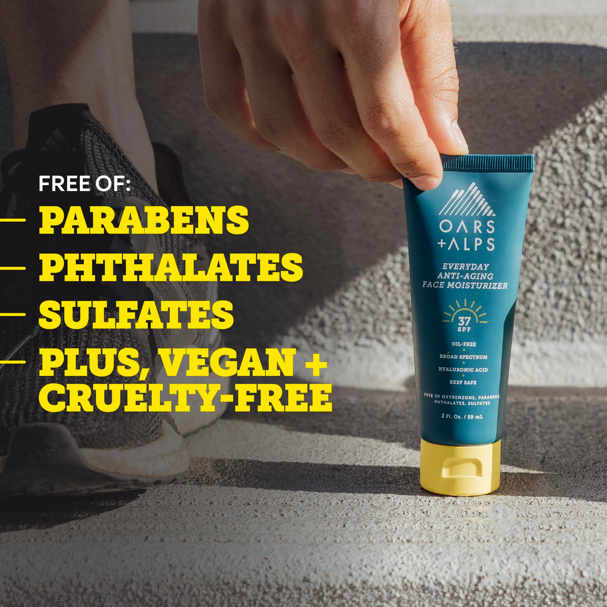 Oars + Alps SPF 37 daily moisturizer lifestyle shot