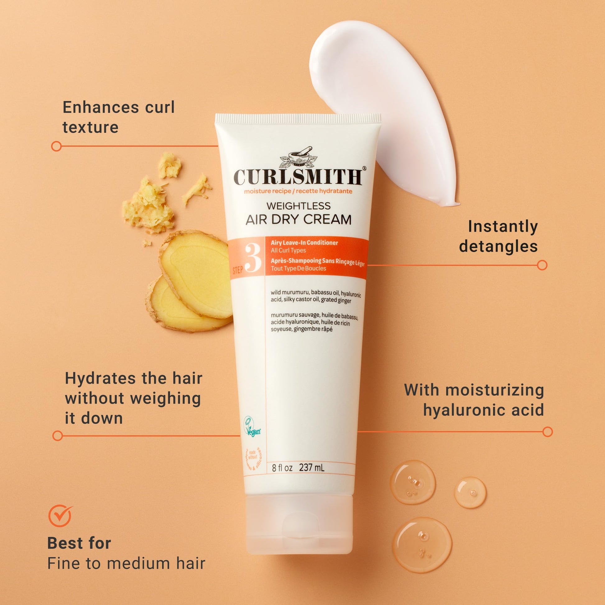 Curlsmith Weightless Air Dry Cream texture shot