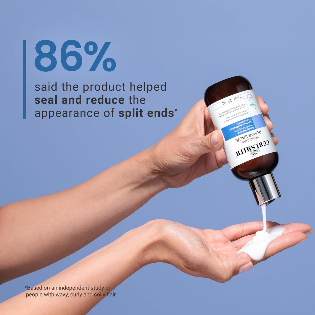 Curlsmith Bond Curl Rehab Salve lifestyle shot with curls