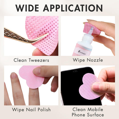 Hygienic dustproof container filled with pink heart shaped lint free wipes