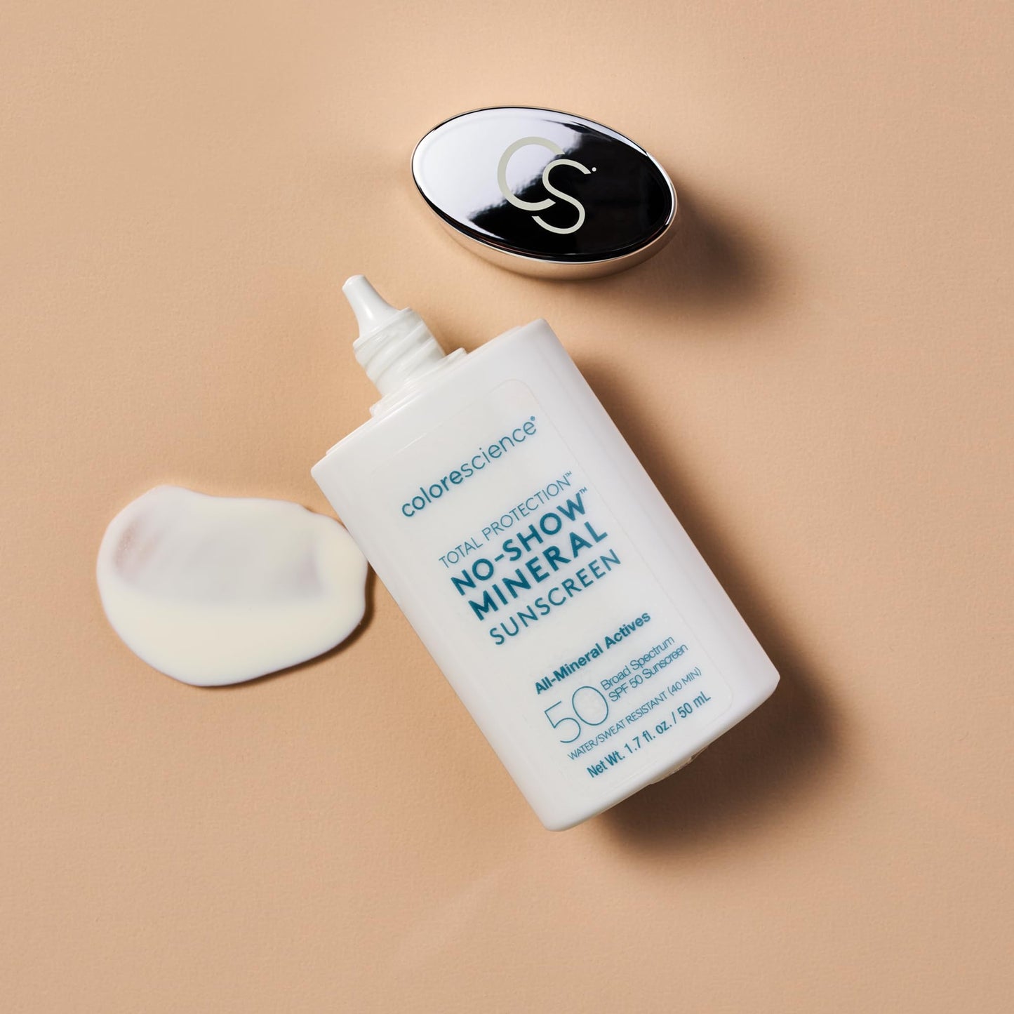 Colorescience sunscreen bottle with SPF 50 label visible