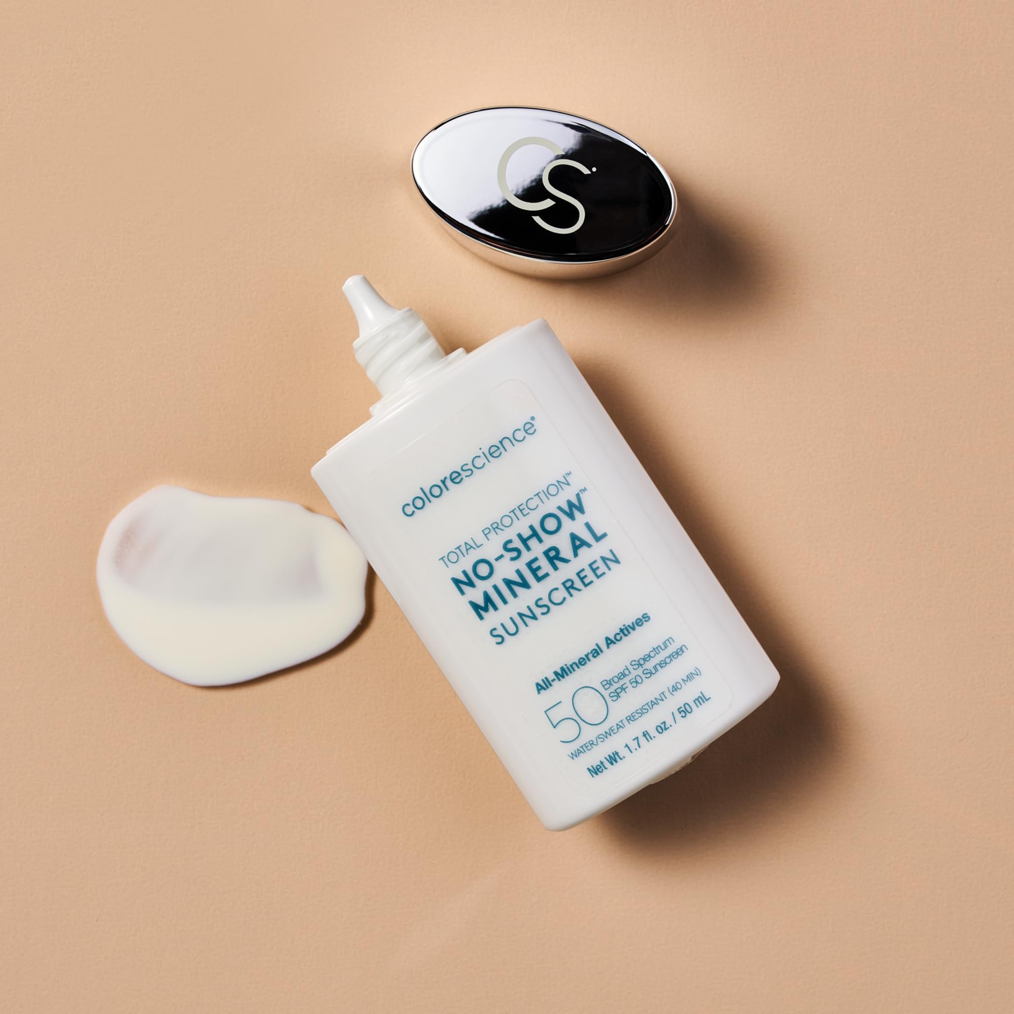 Colorescience sunscreen bottle with SPF 50 label visible