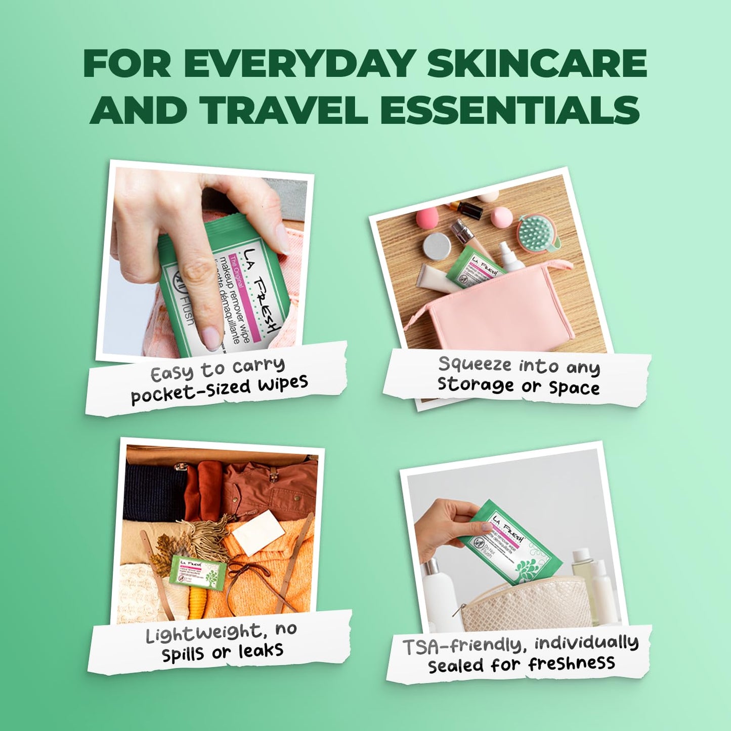 La Fresh biodegradable facial cleansing wipes open individual packet view