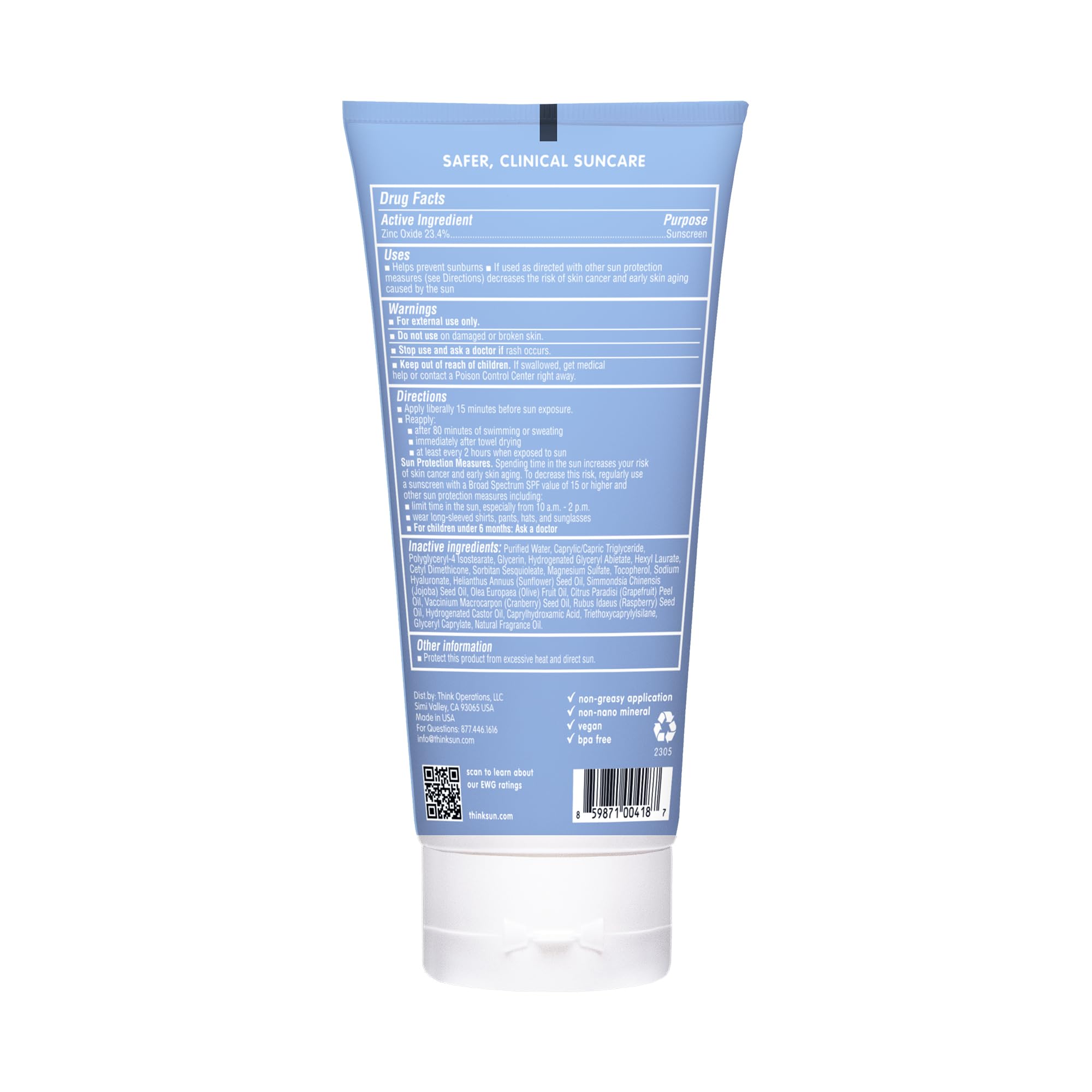 Side profile of Thinksport 6 fluid ounce mineral sunscreen
