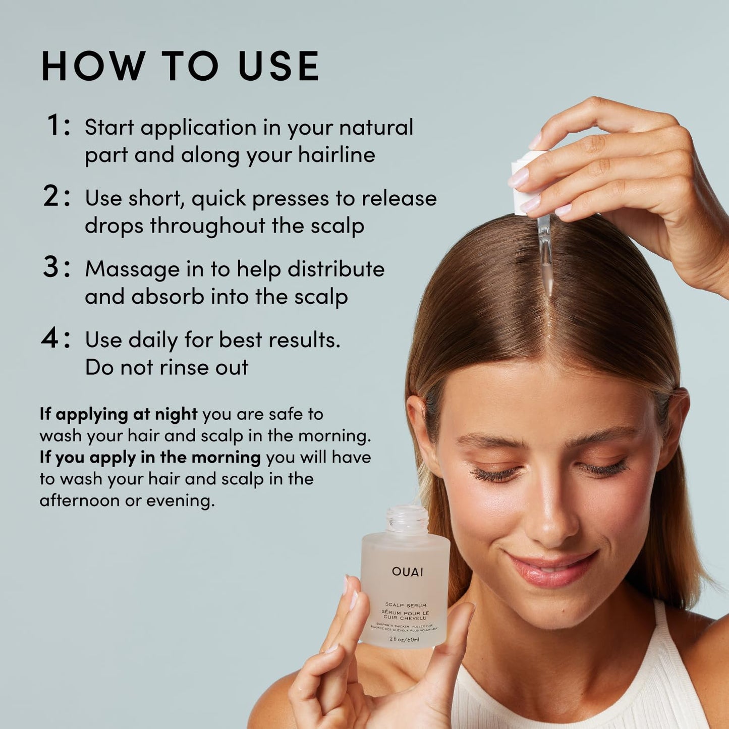 Authentic USA imported OUAI hydrating scalp treatment packaging close up