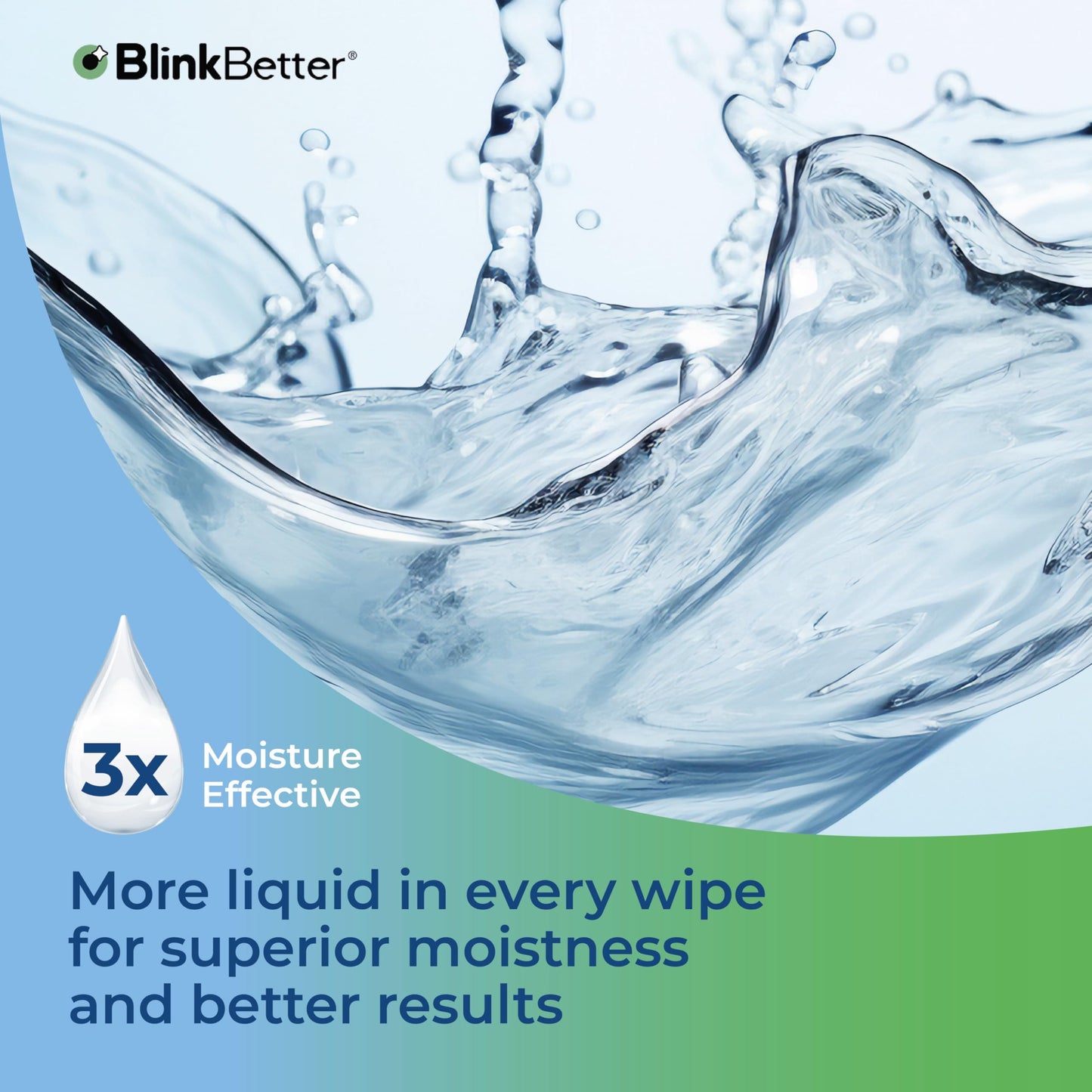 BlinkBetter triple moisture formula eyelid cleanser packaging showing sixty count total volume