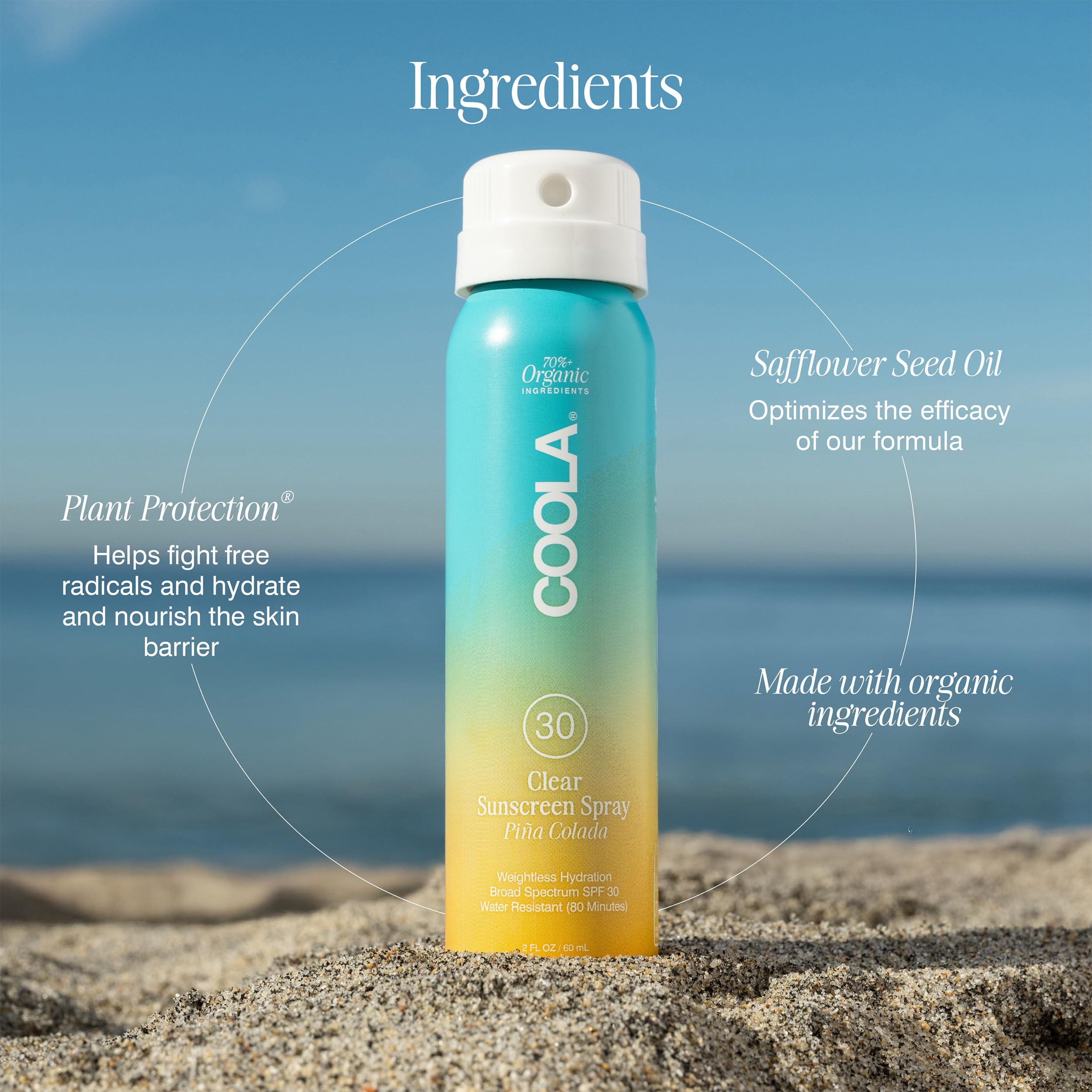Coola broad spectrum sun protection spray travel size