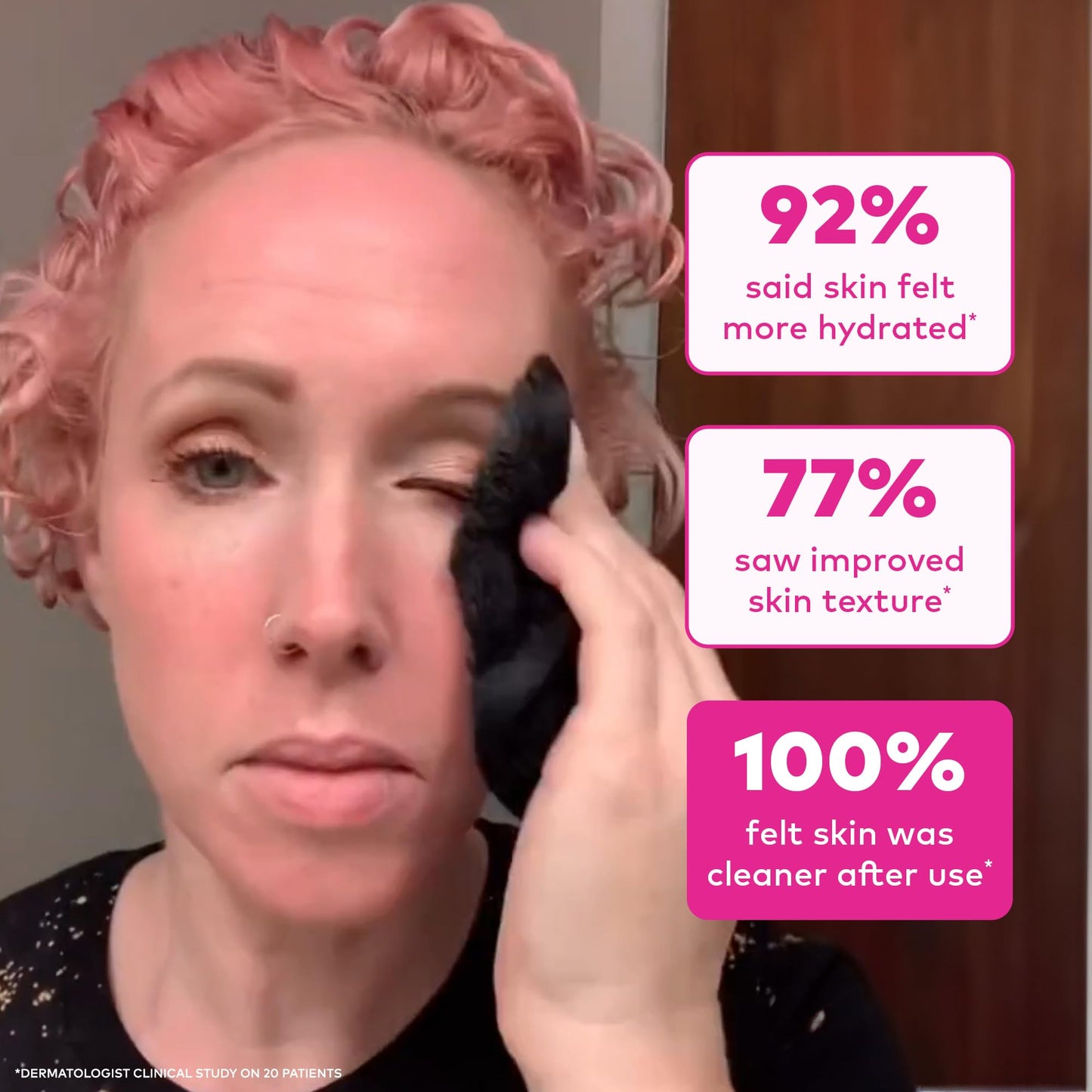 Seven pieces of reusable facial cleansing cloths organized for a weekly skincare routine