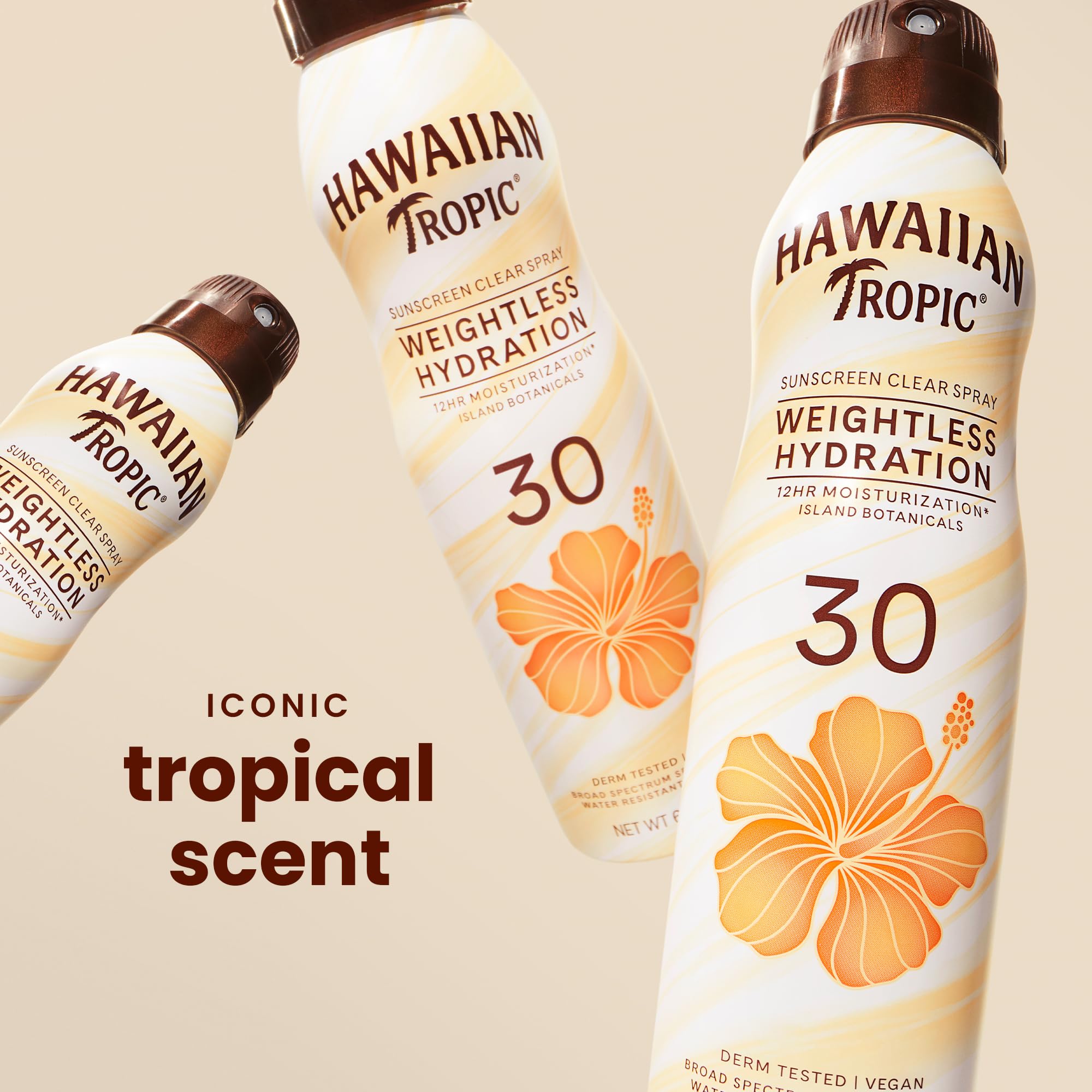 Back of Hawaiian Tropic sunscreen bottle with ingredients and usage instructions