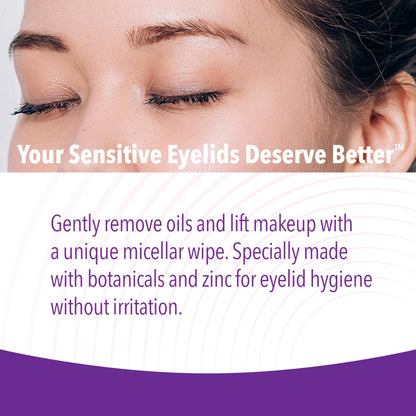 iVIZIA sterile single use eyelid wipe packet being opened for sensitive skin care