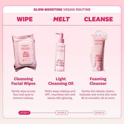 Stack of The Face Shop Rice Water Bright cleansing wipes