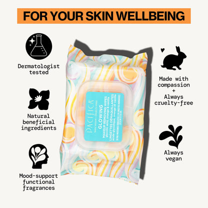 Back of Pacifica wipes package showing directions and ingredients