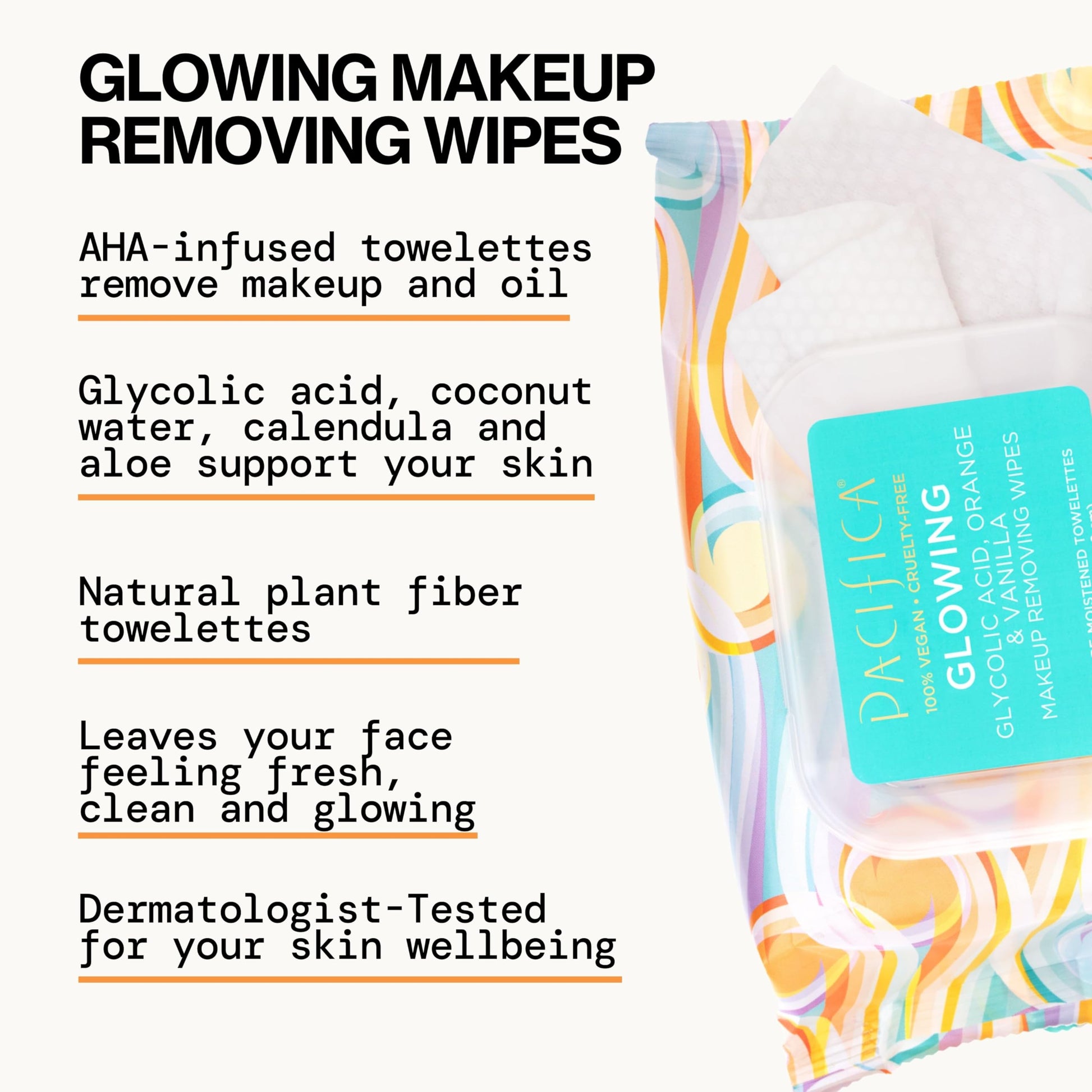Lifestyle shot of Pacifica exfoliating face wipes for daily cleaning