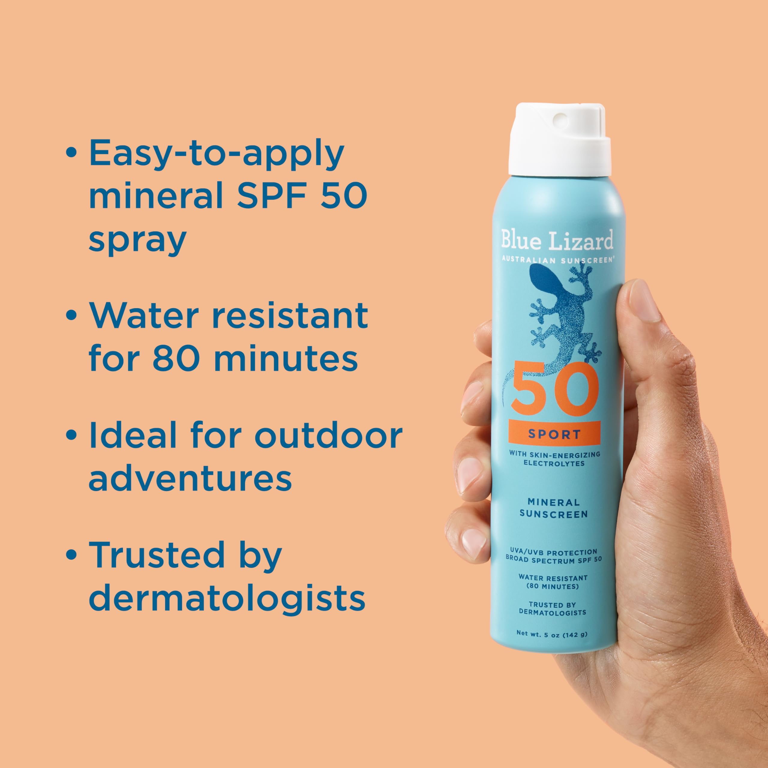 Back of Blue Lizard Sport Sunscreen bottle with ingredient list.
