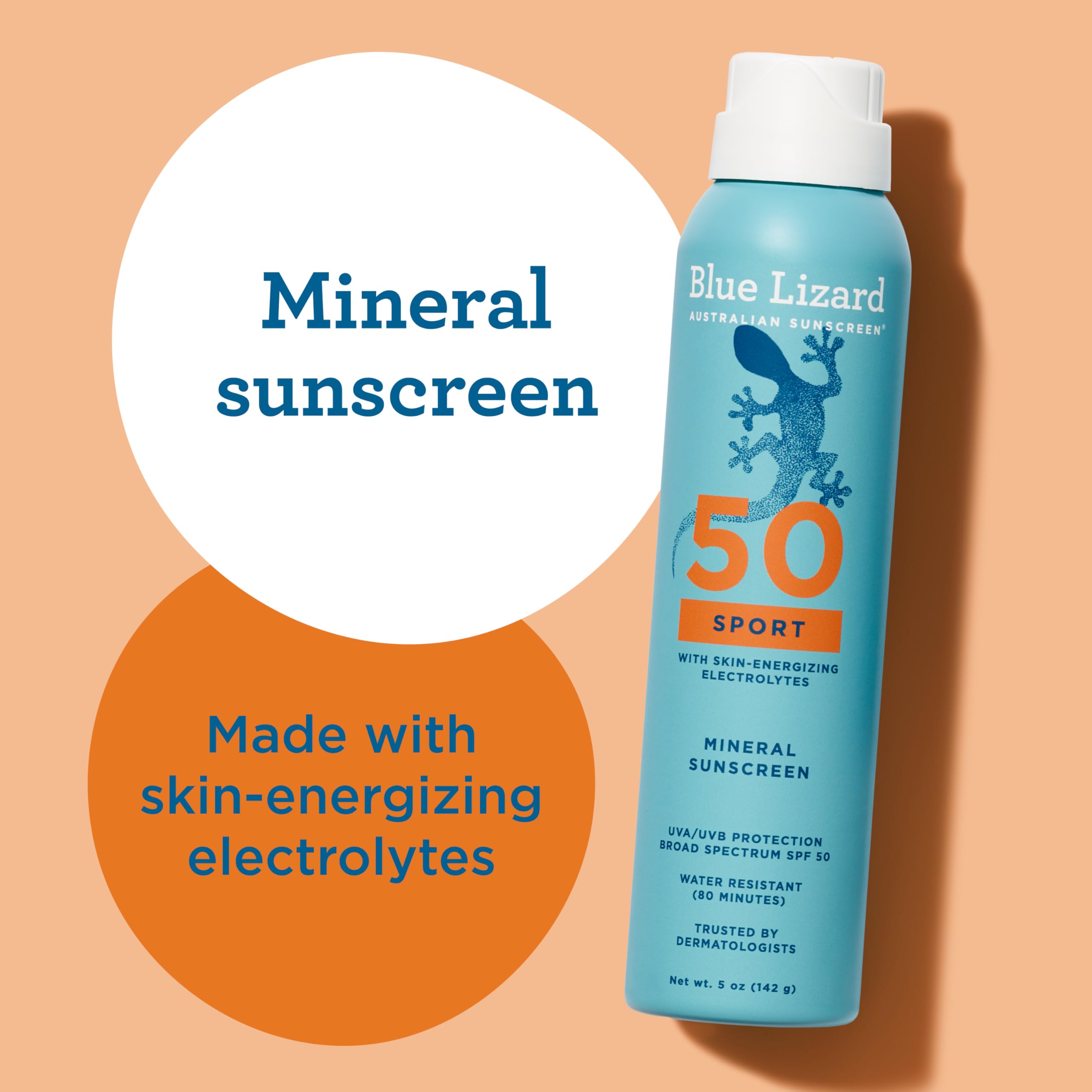 Close up of Blue Lizard sunscreen label highlighting SPF 50 plus.