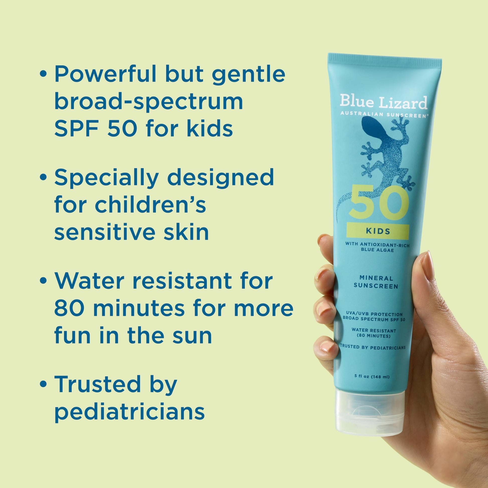Back of Blue Lizard mineral sunscreen bottle showing ingredients