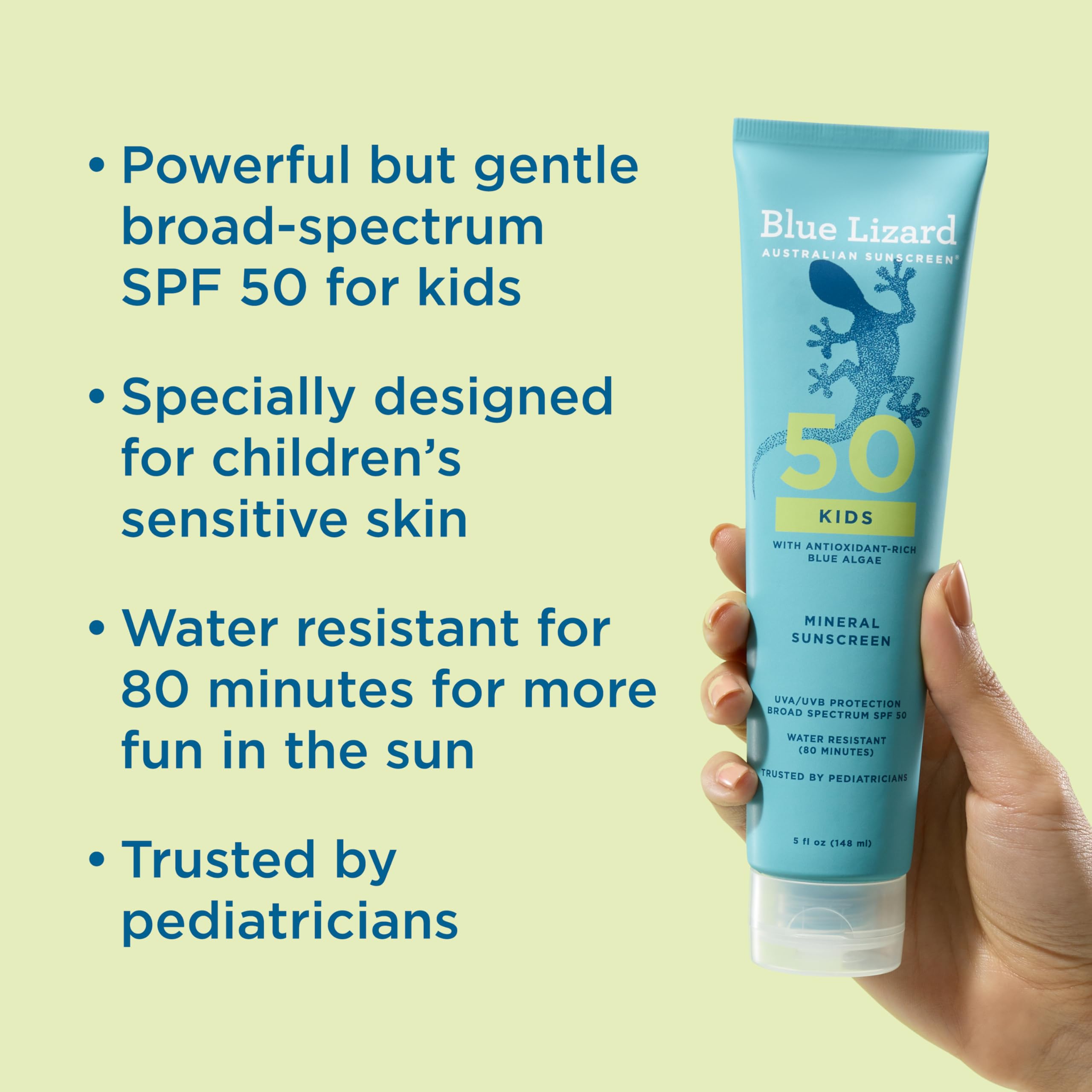 Back of Blue Lizard mineral sunscreen bottle showing ingredients