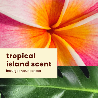 Hawaiian Tropic sunscreen bottle next to active lifestyle equipment