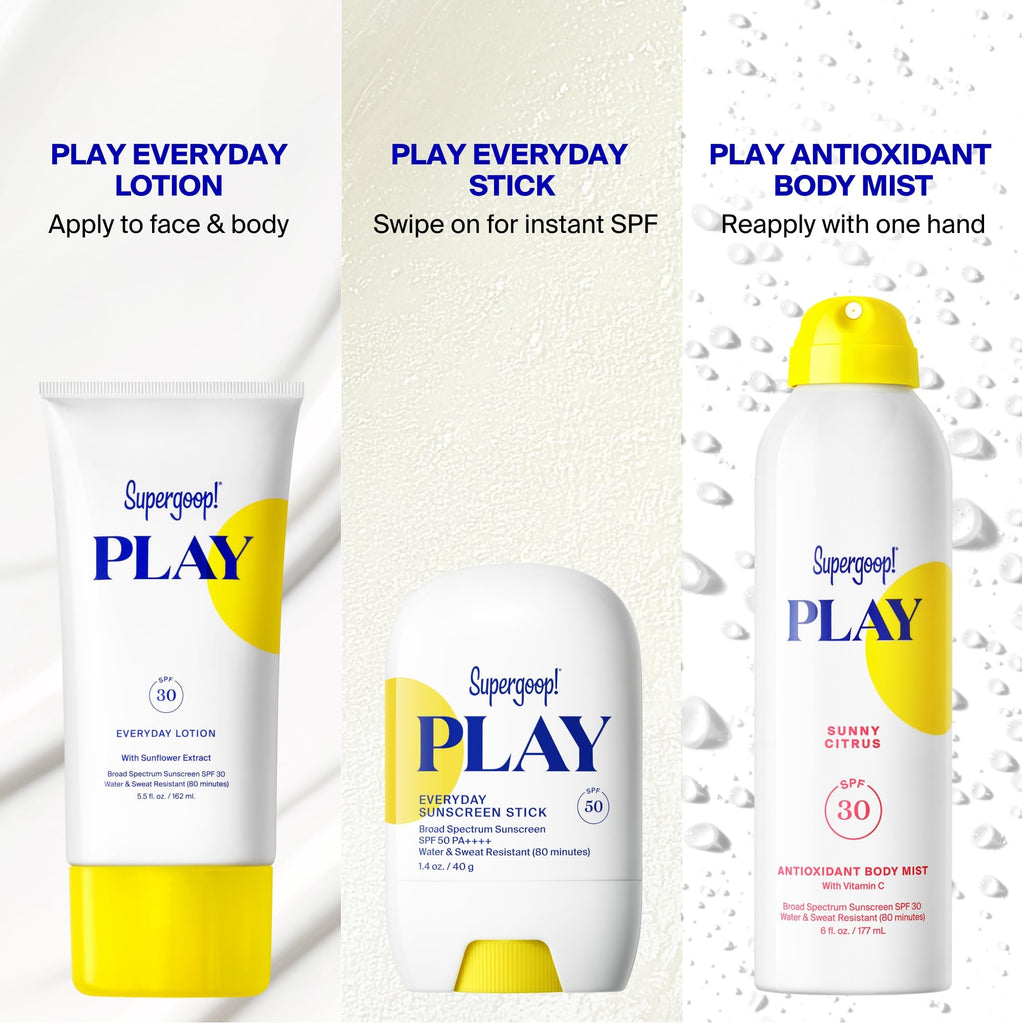 Supergoop Play antioxidant sunscreen mist lifestyle view