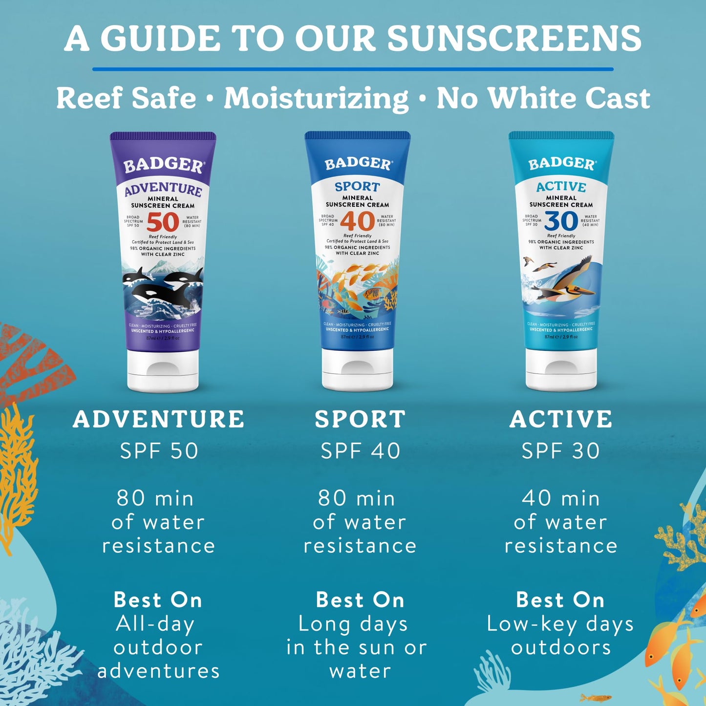Badger Sport Mineral Sunscreen tube next to outdoor sports gear
