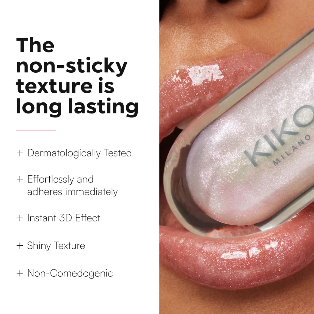 Kiko Milano 3D lip gloss soft wand applicator closeup