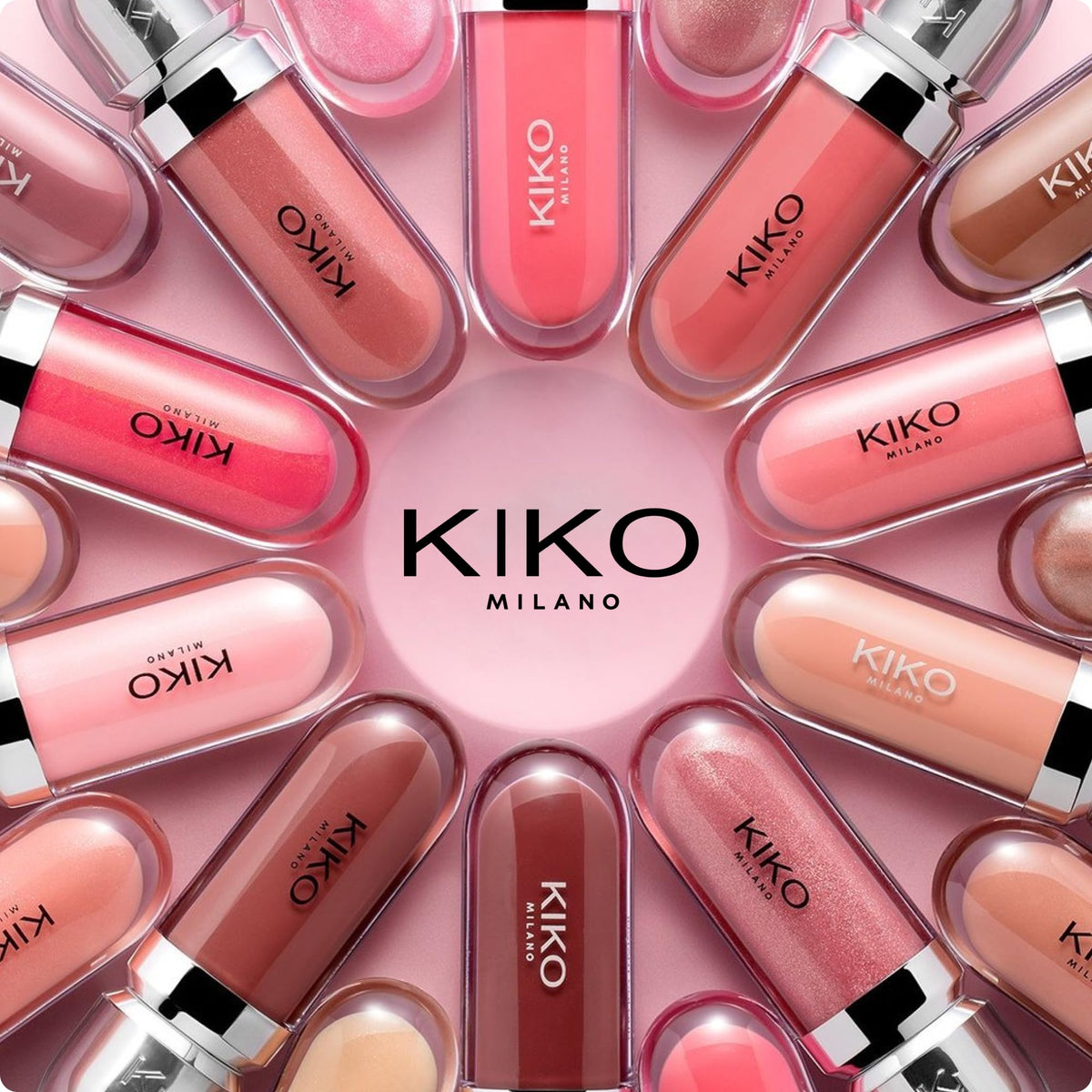 Kiko Milano lip gloss lifestyle display with high shine finish