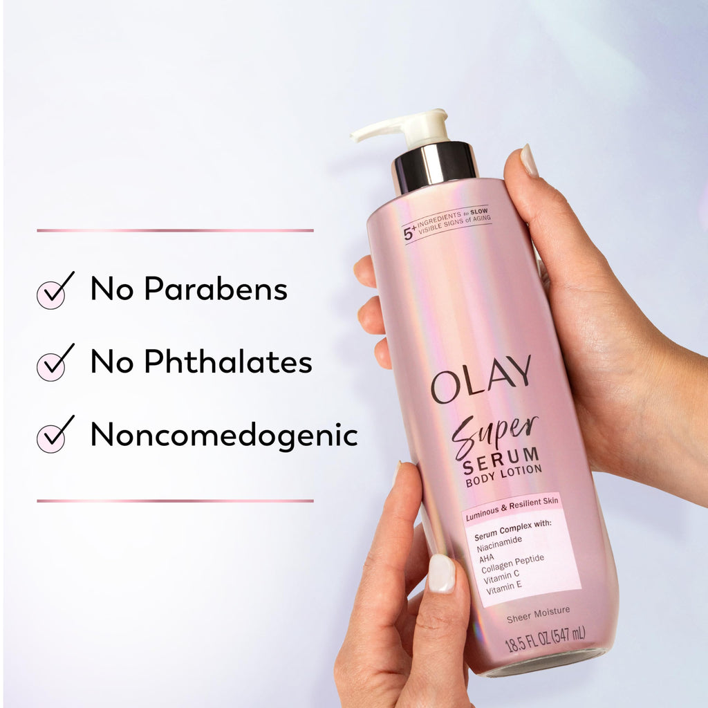 Olay Super Serum body lotion packaging angle view