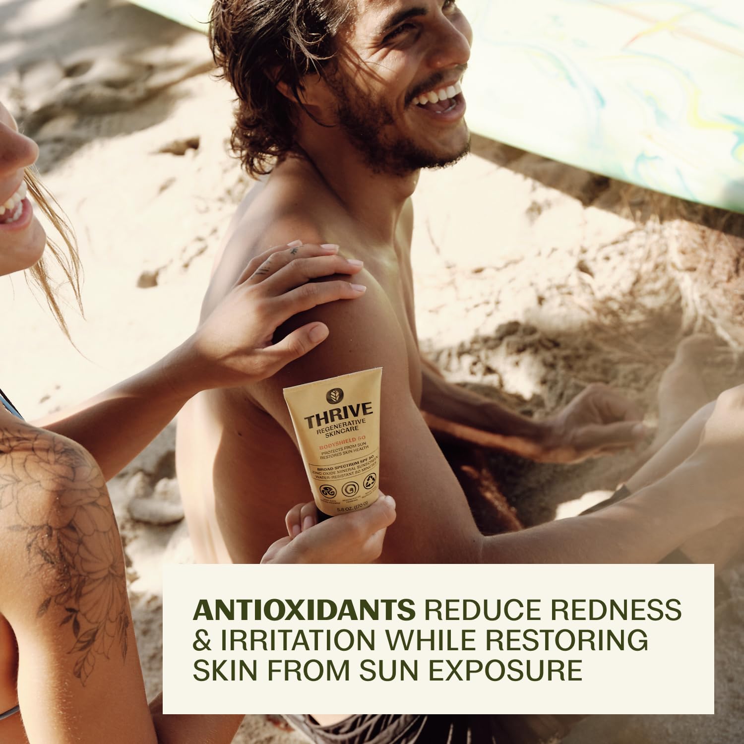 Thrive Natural Care reef safe sunscreen back label ingredients