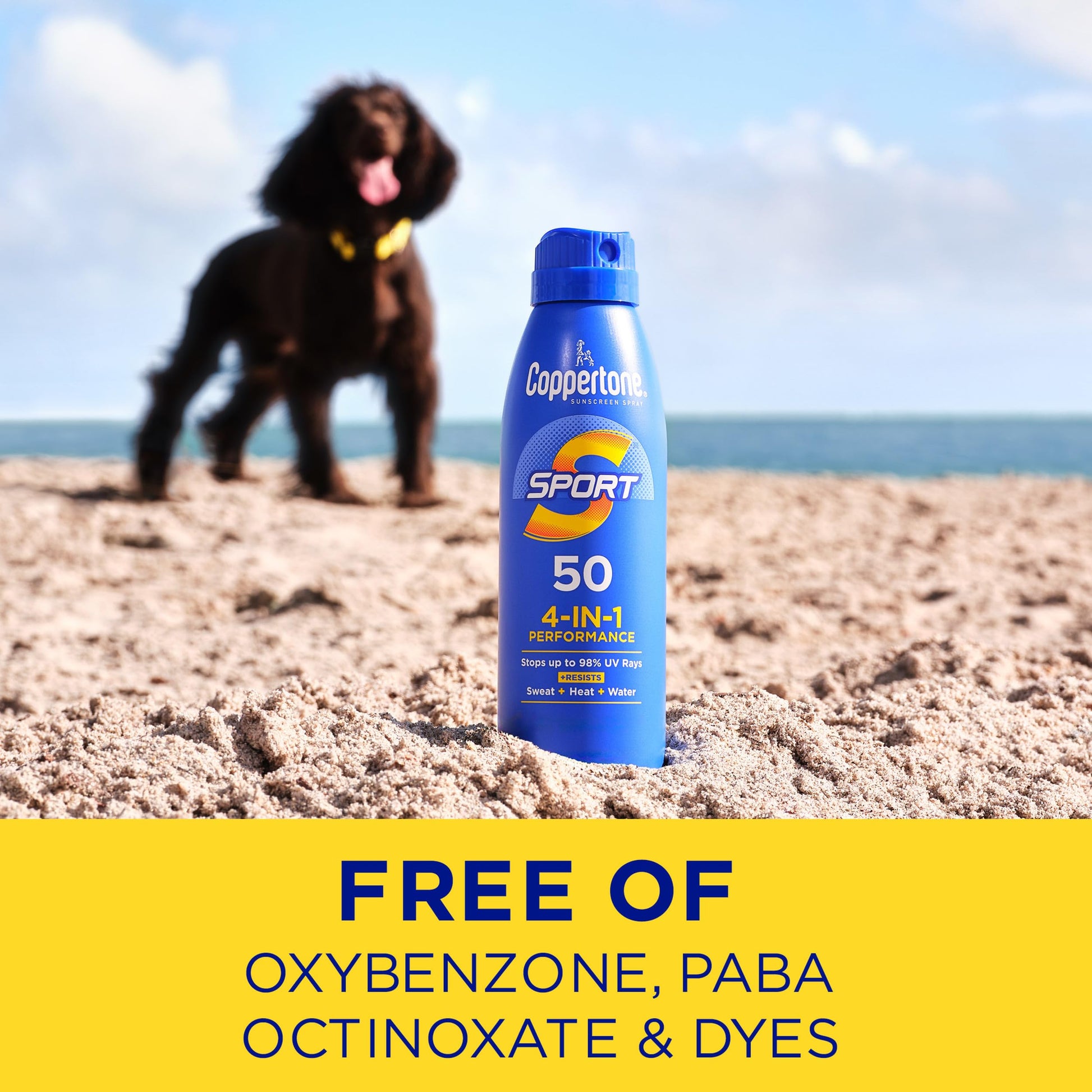 Close up of SPF 30 label on Coppertone spray