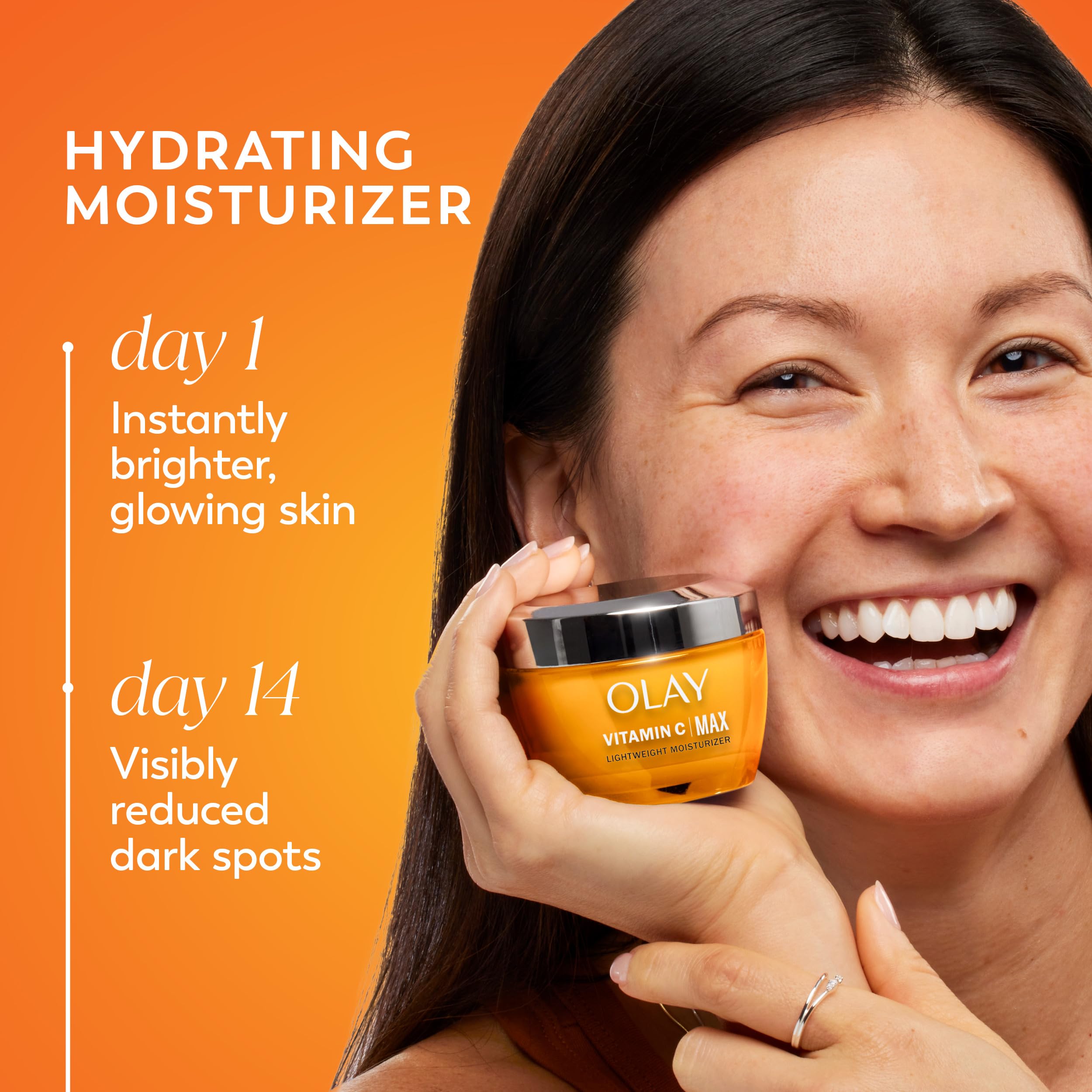 Olay Vitamin C MAX brightening gel cream product container opened revealing the lightweight non-greasy texture