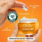 Olay Regenerist Vitamin C And Peptide 24 MAX Face Moisturizer jar opened showing cream