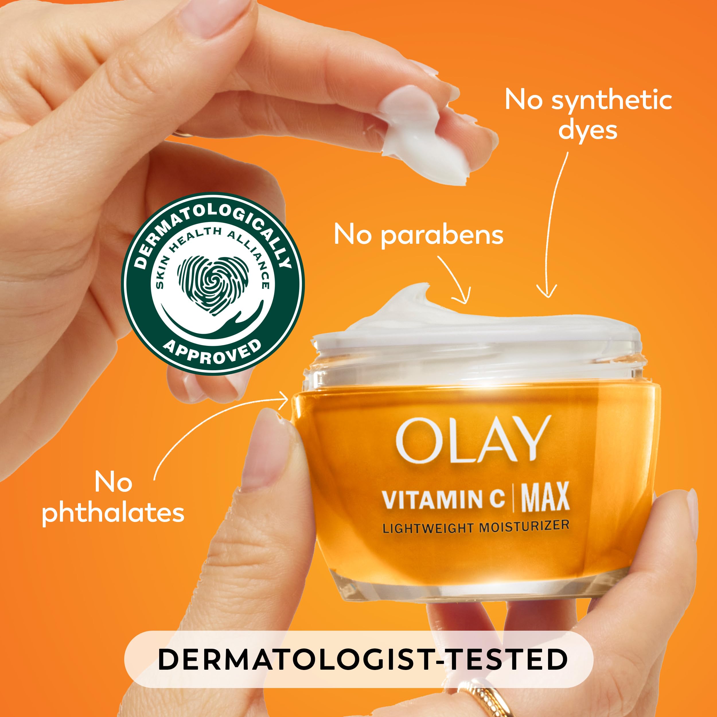 Top angle view of Olay Regenerist Vitamin C MAX moisturizer jar showcasing clean skincare product design
