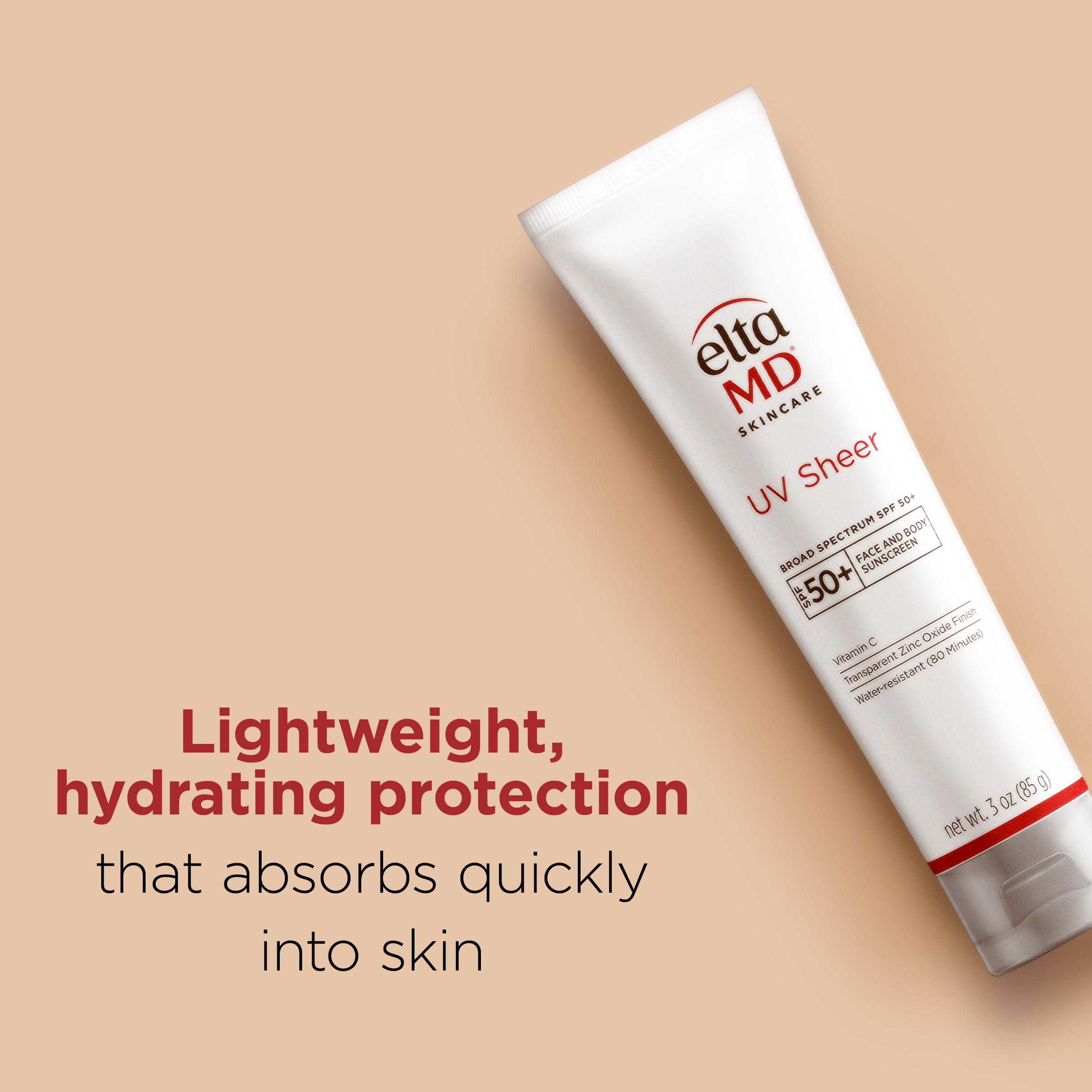 Close up of EltaMD UV Sheer SPF 50 Plus label