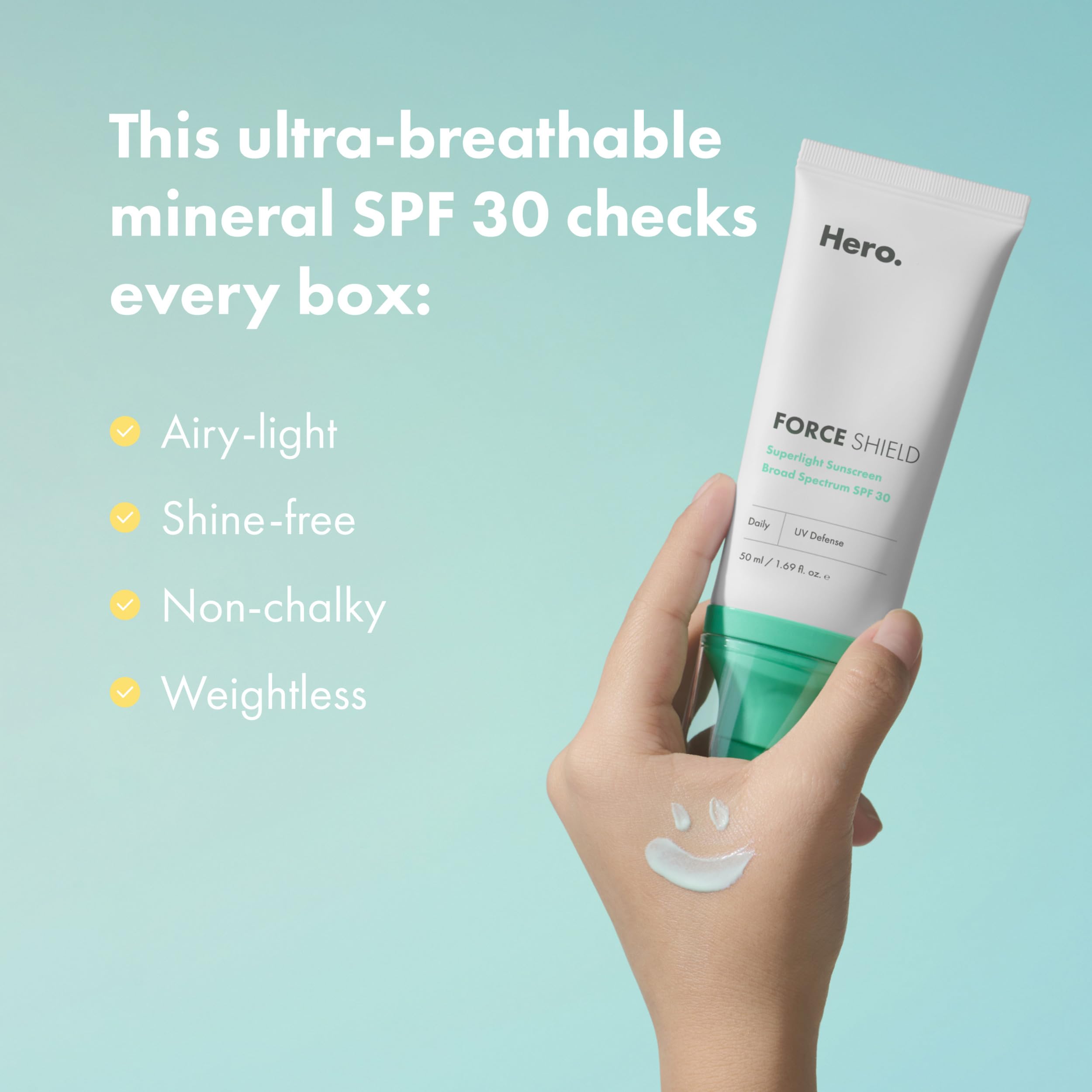 Back of Hero Cosmetics sunscreen bottle with ingredient list