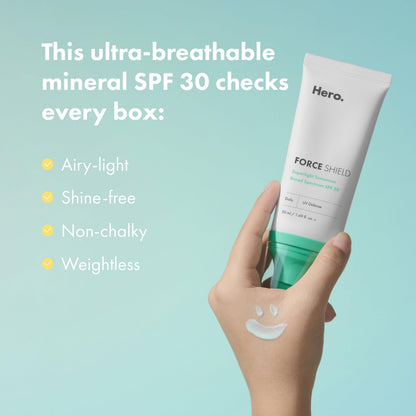 Back of Hero Cosmetics sunscreen bottle with ingredient list
